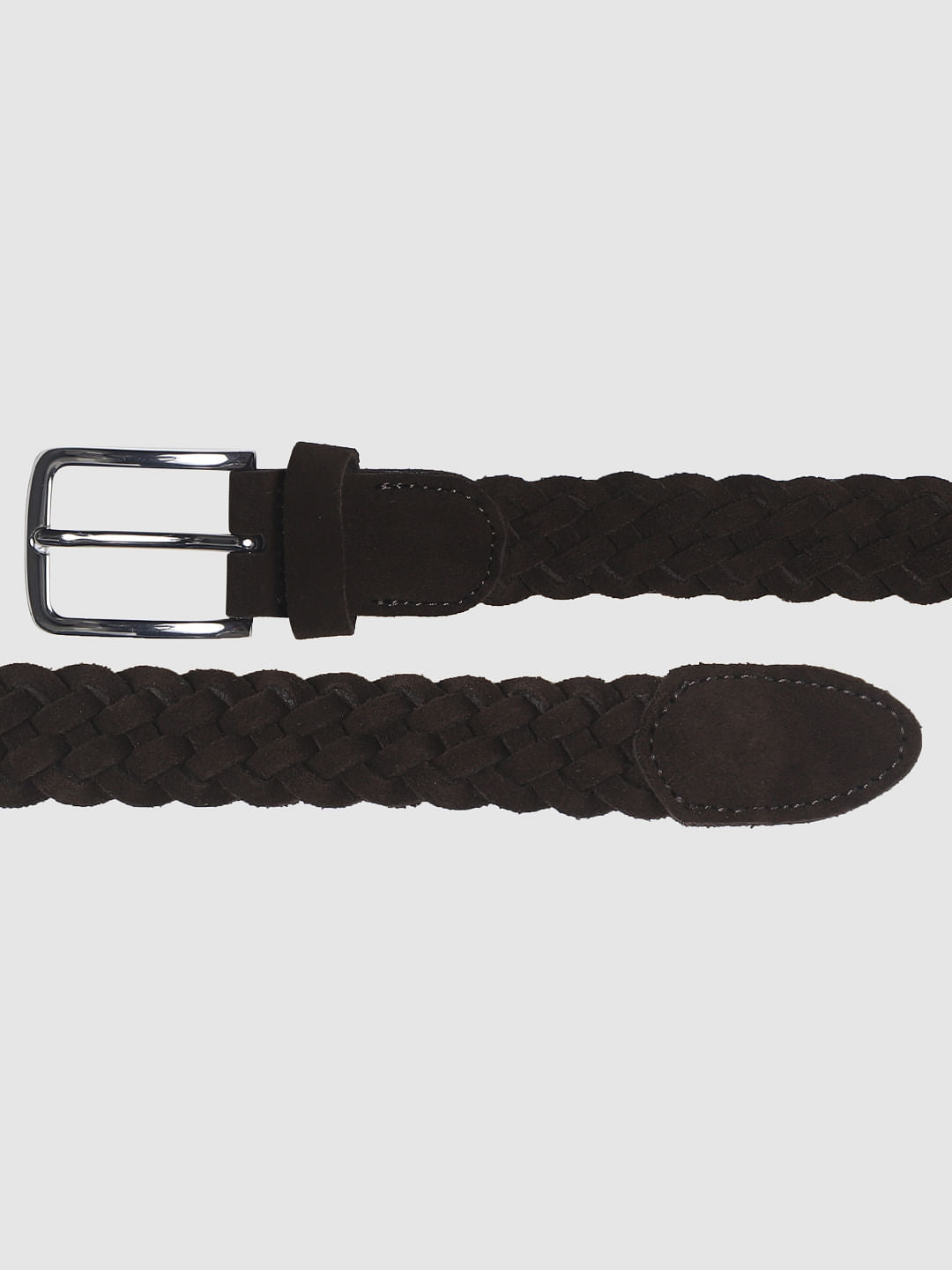 Brown Suede Braided Belt