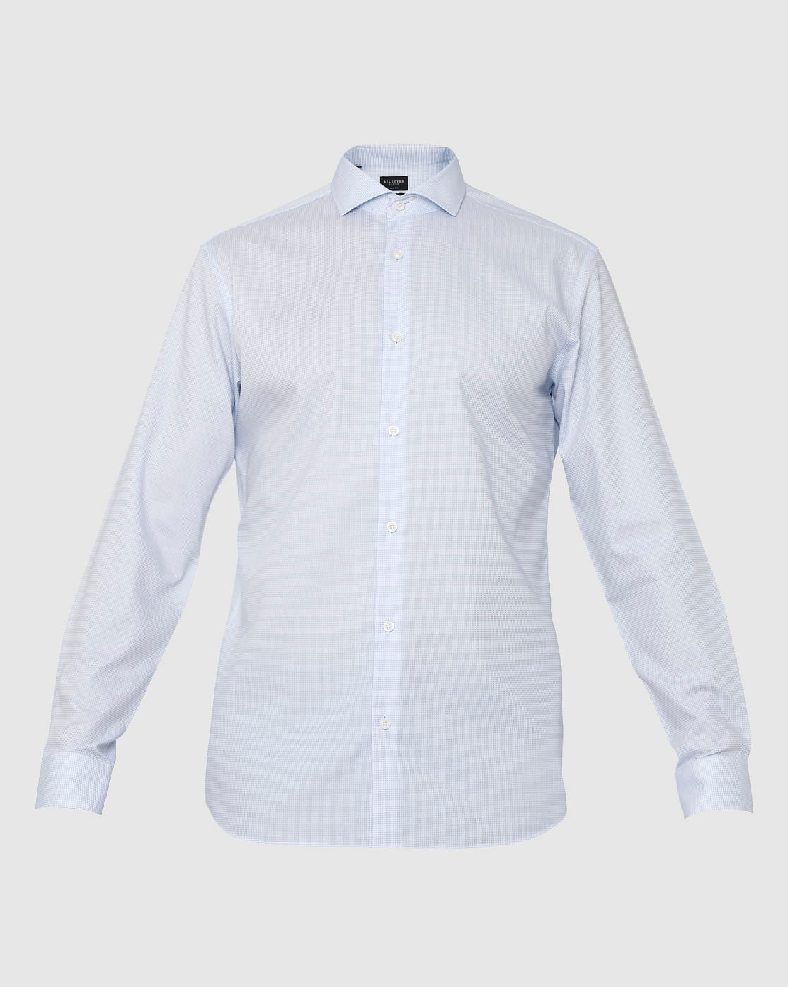 Sky Blue Textured Regular Fit Full Sleeves Formal Shirt