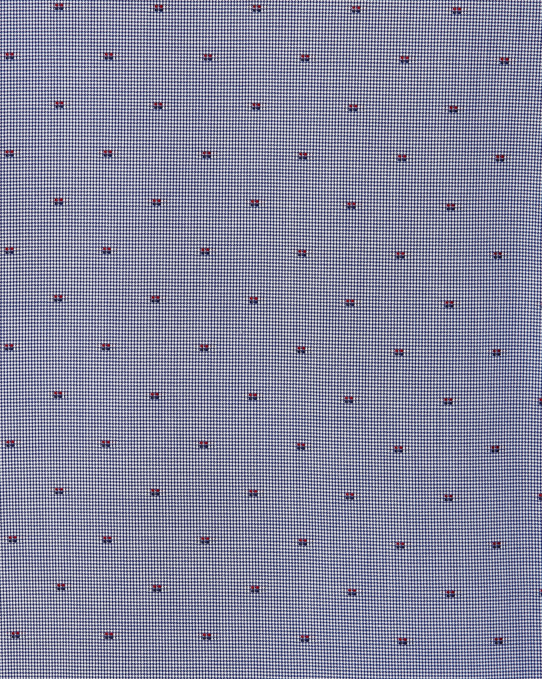 Blue All Over Dotted Print Regular Fit Full Sleeves Formal Shirt