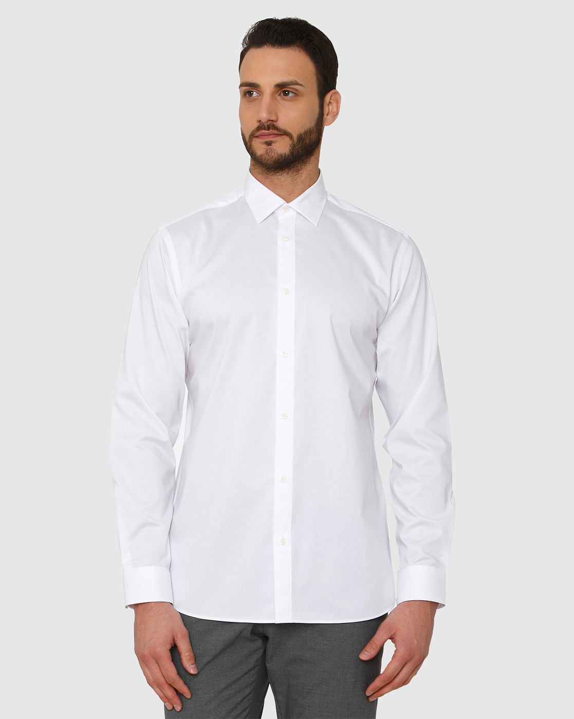 White Regular Fit Full Sleeves Formal Shirt