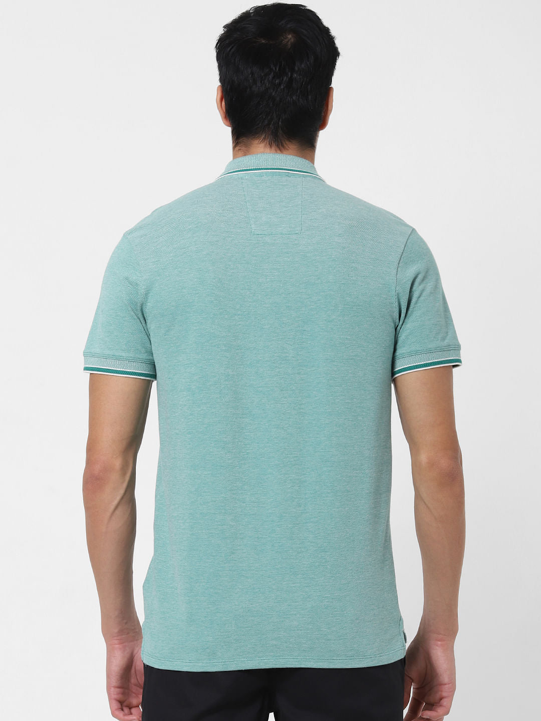 Green Contrast Tipping Polo T-Shirt