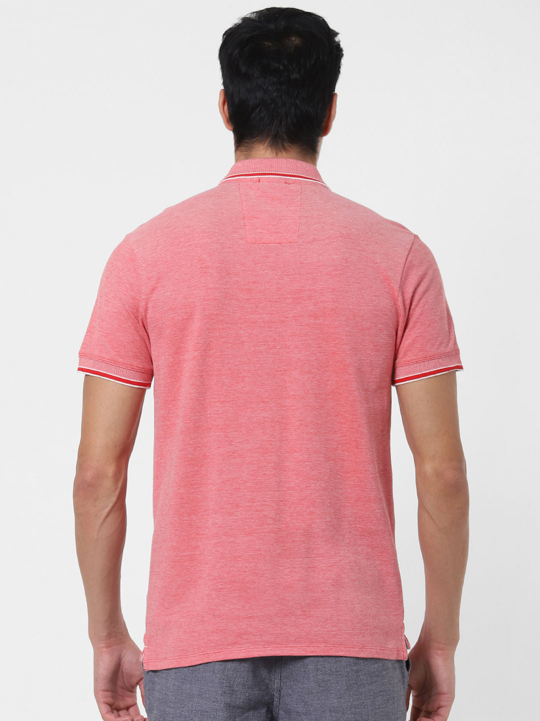Red Contrast Tipping Polo T-Shirt