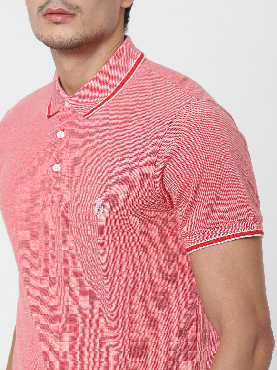 Red Contrast Tipping Polo T-Shirt