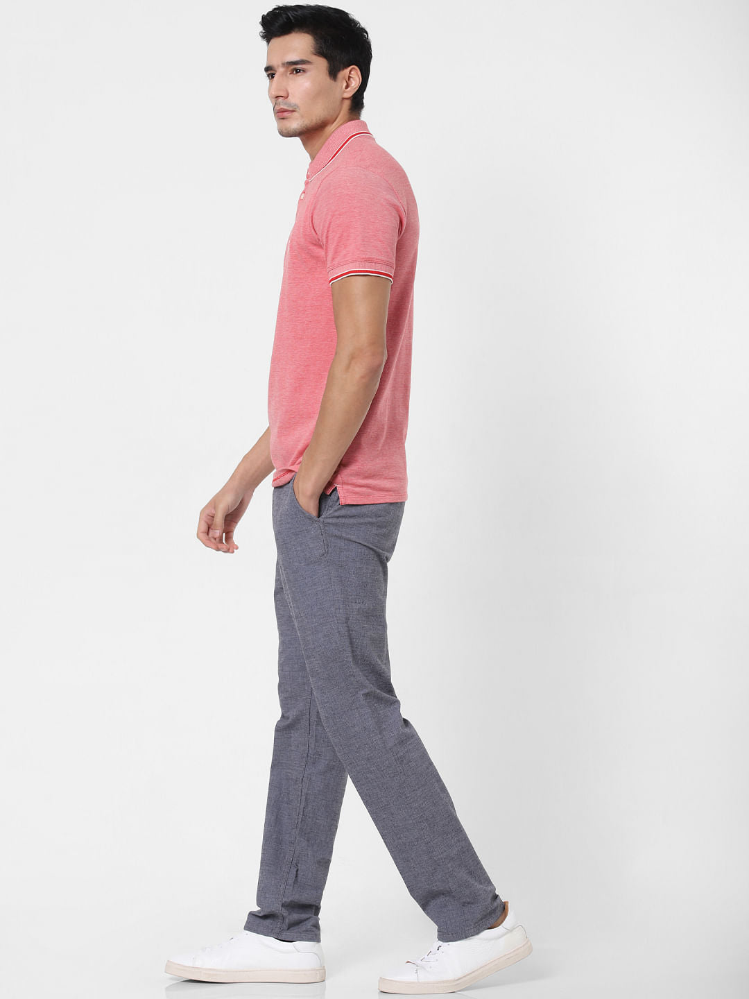 Red Contrast Tipping Polo T-Shirt