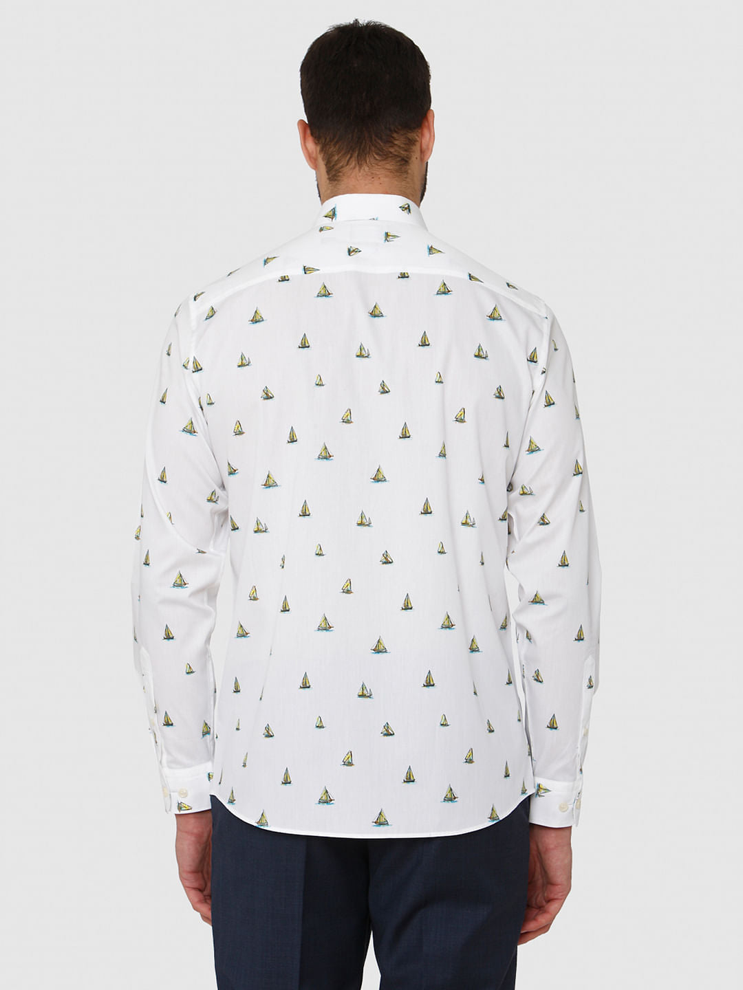 White All Over Print Full Sleeves Shirt