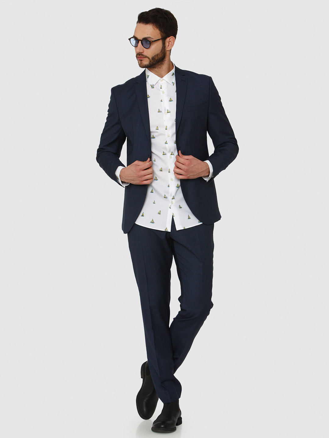 White All Over Print Full Sleeves Shirt