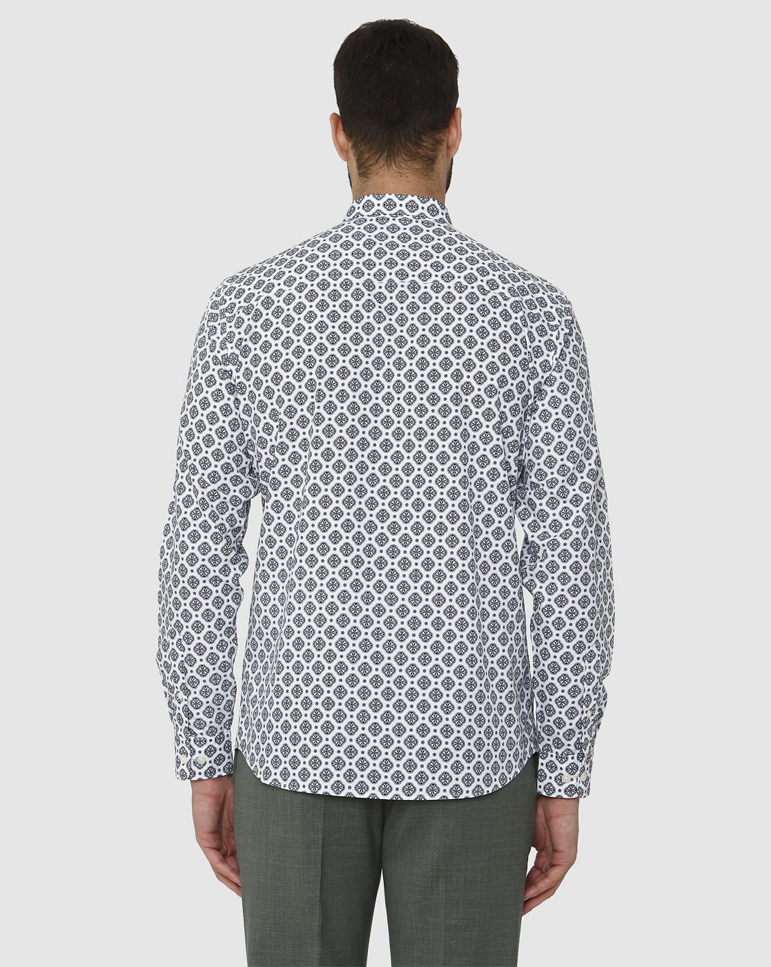 White All Over Print Full Sleeves Shirt