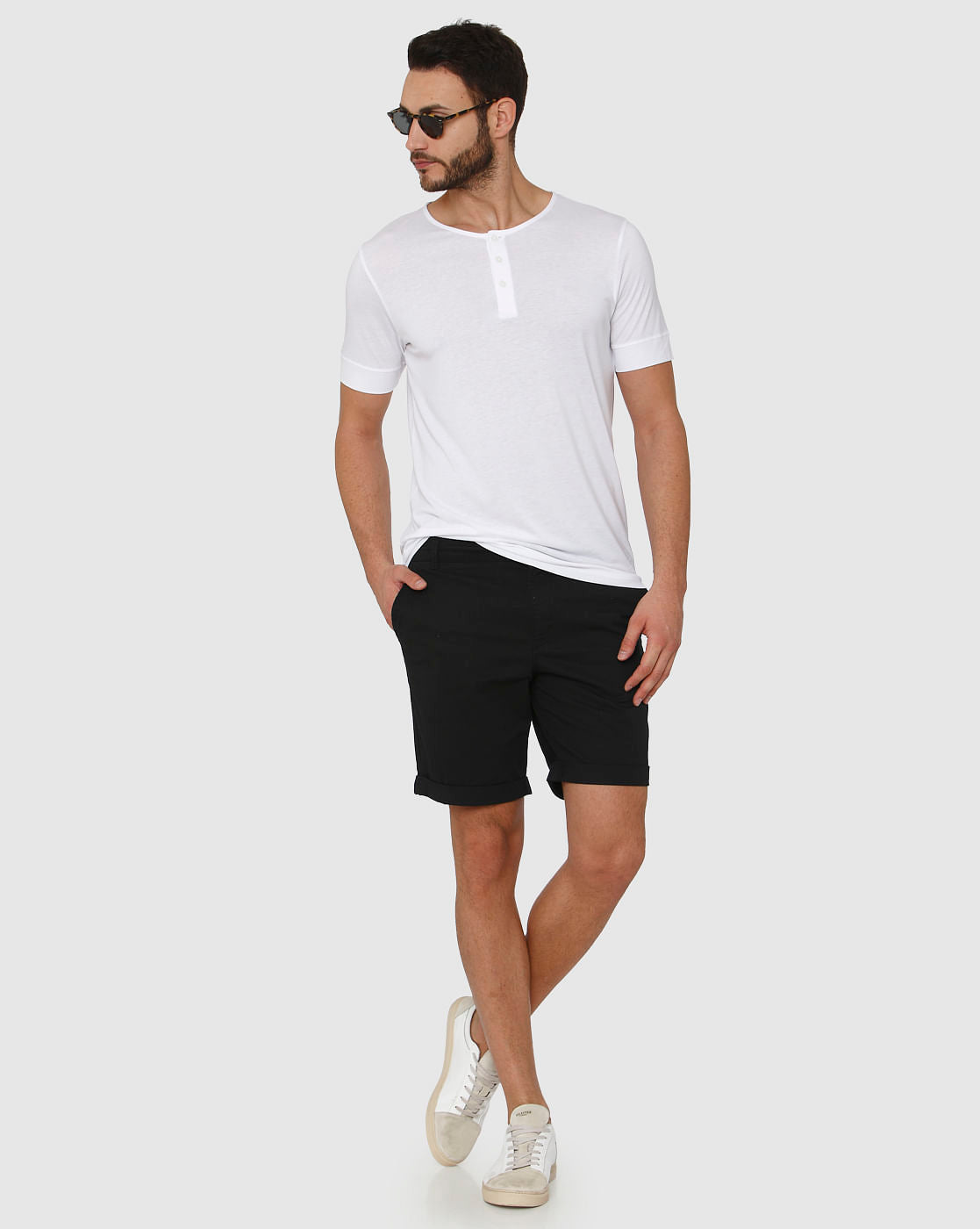 White Henley Neck T-Shirt