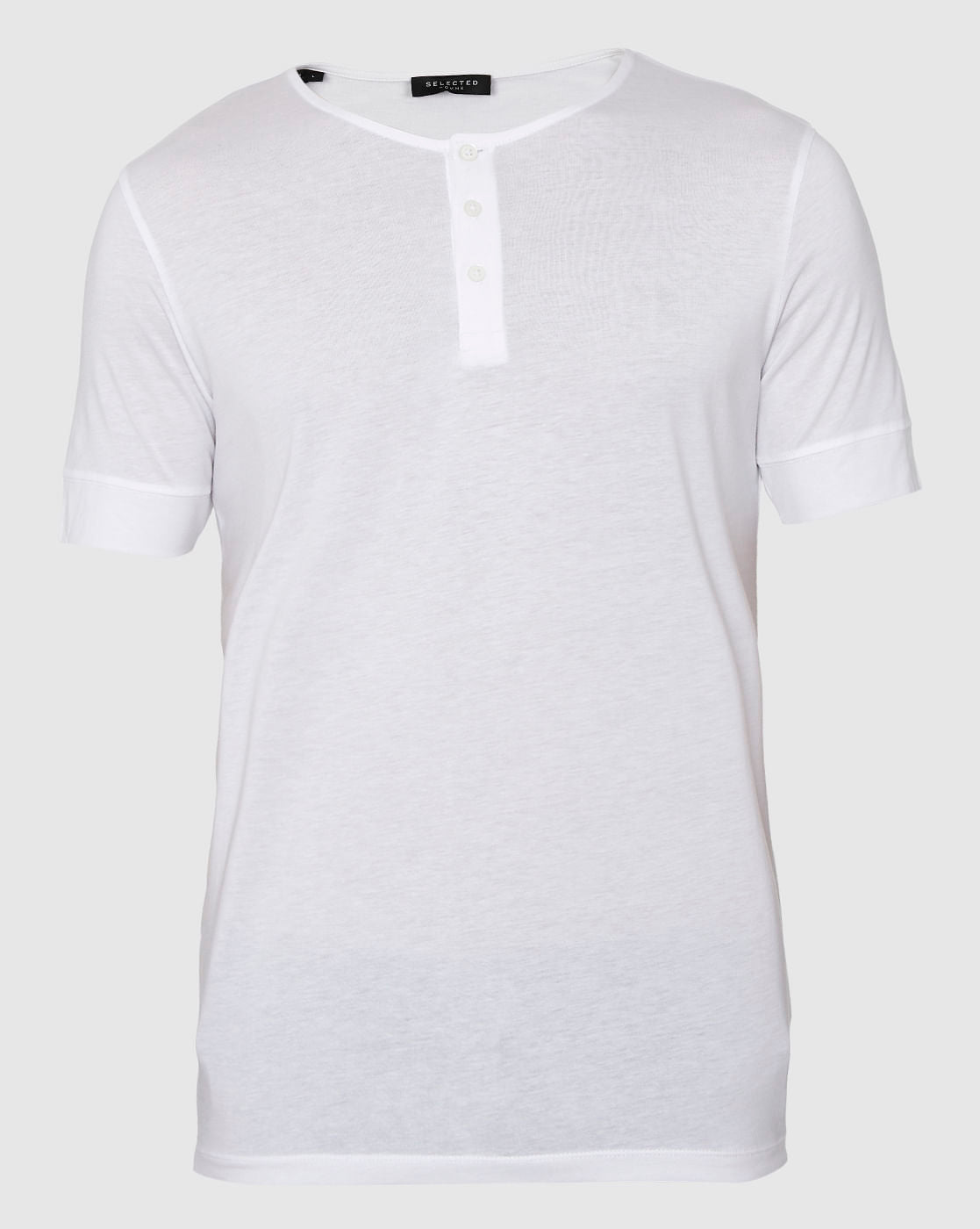 White Henley Neck T-Shirt