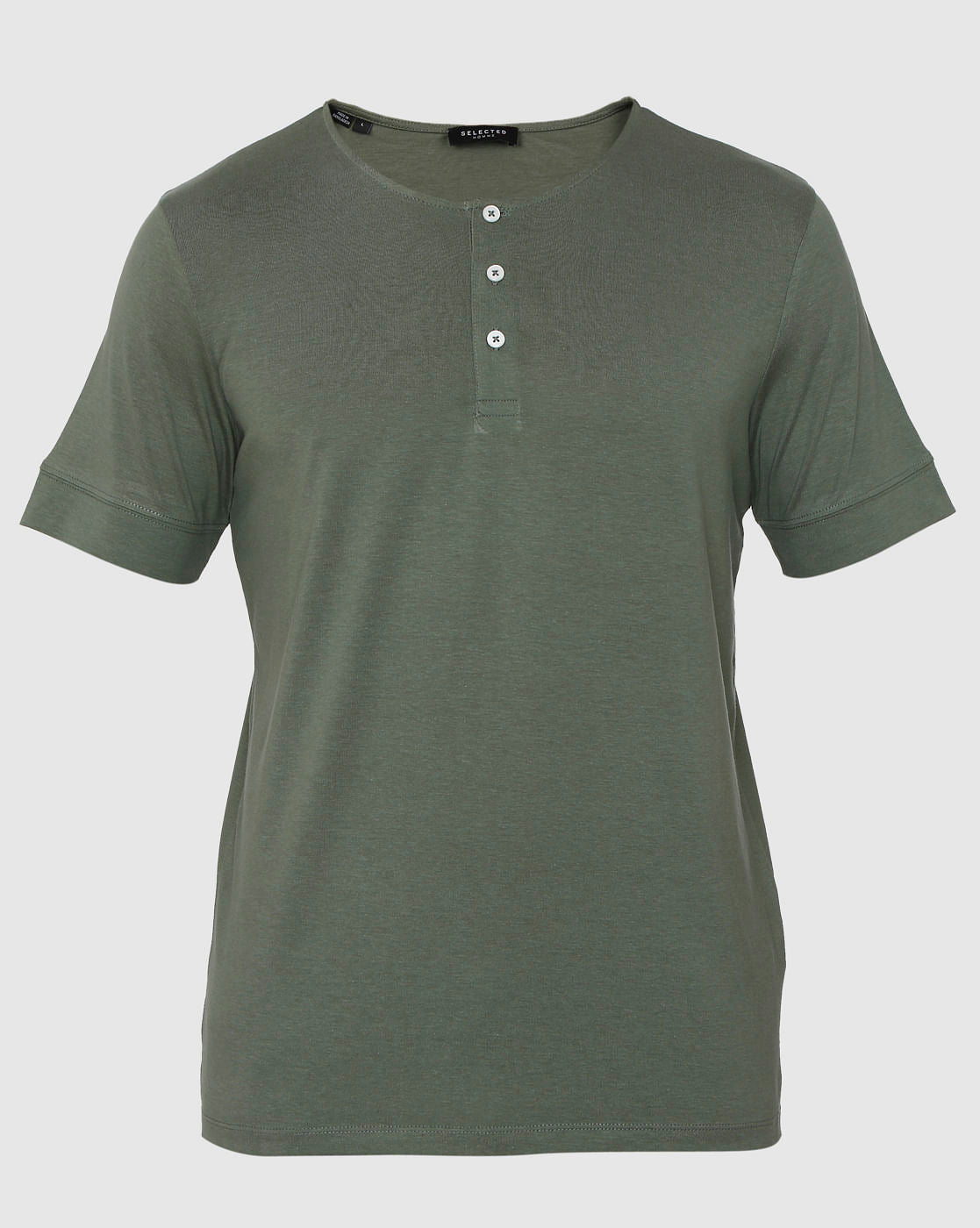Green Henley Neck T-Shirt