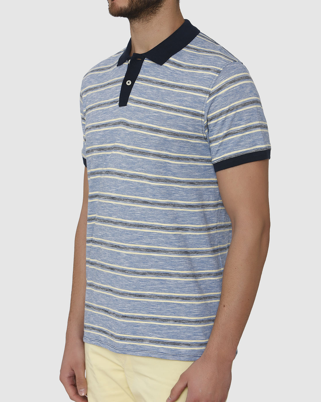 Blue Striped Slim Fit Polo T-Shirt