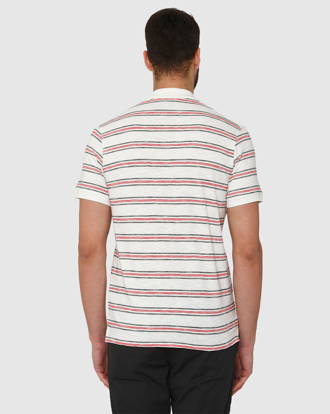 White Striped Polo Neck T-Shirt