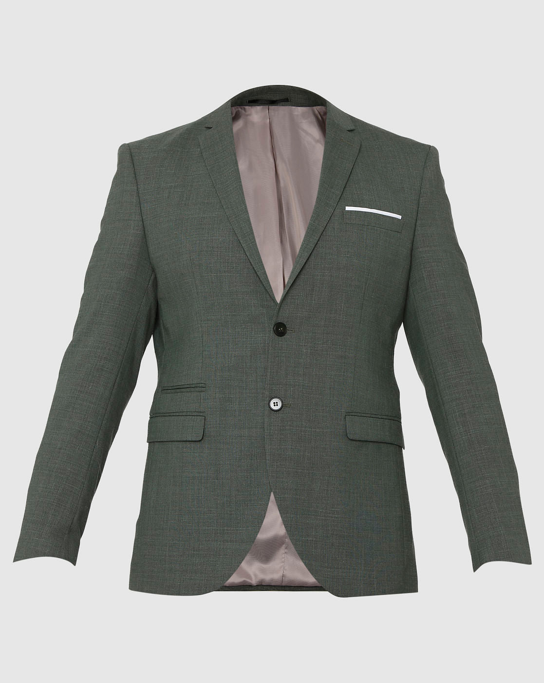 Green Double Button Slim Fit Formal Blazer
