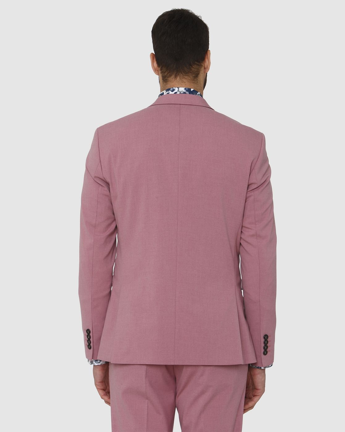 Pink Double Button Slim Fit Formal Blazer