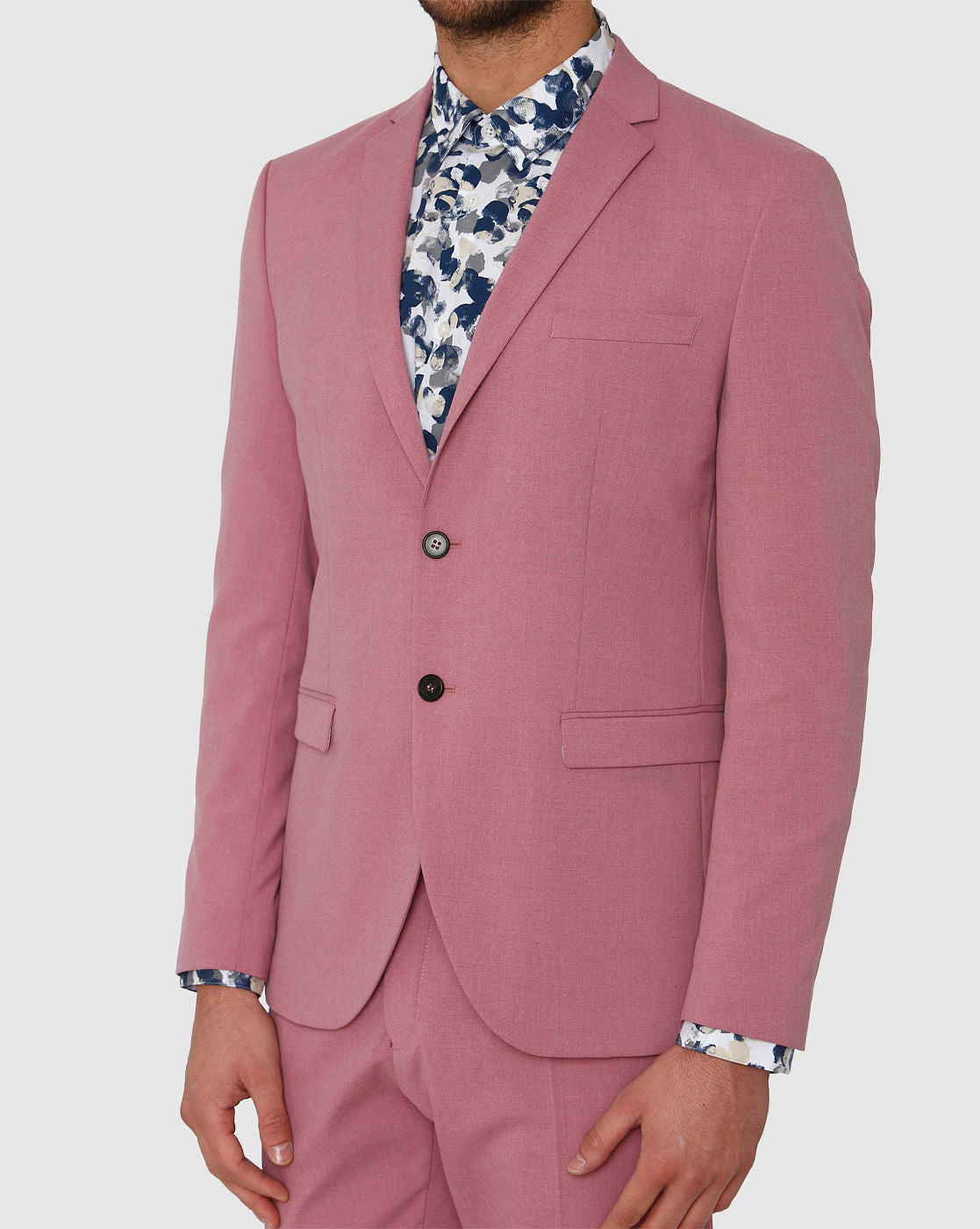 Pink Double Button Slim Fit Formal Blazer