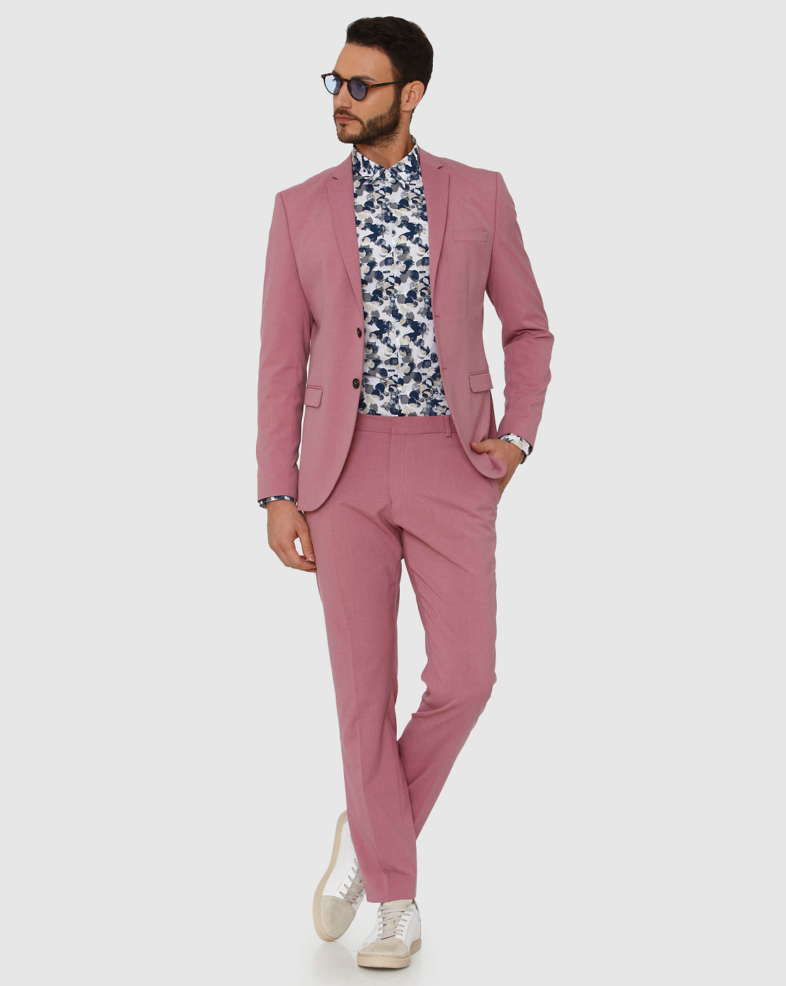 Pink Double Button Slim Fit Formal Blazer