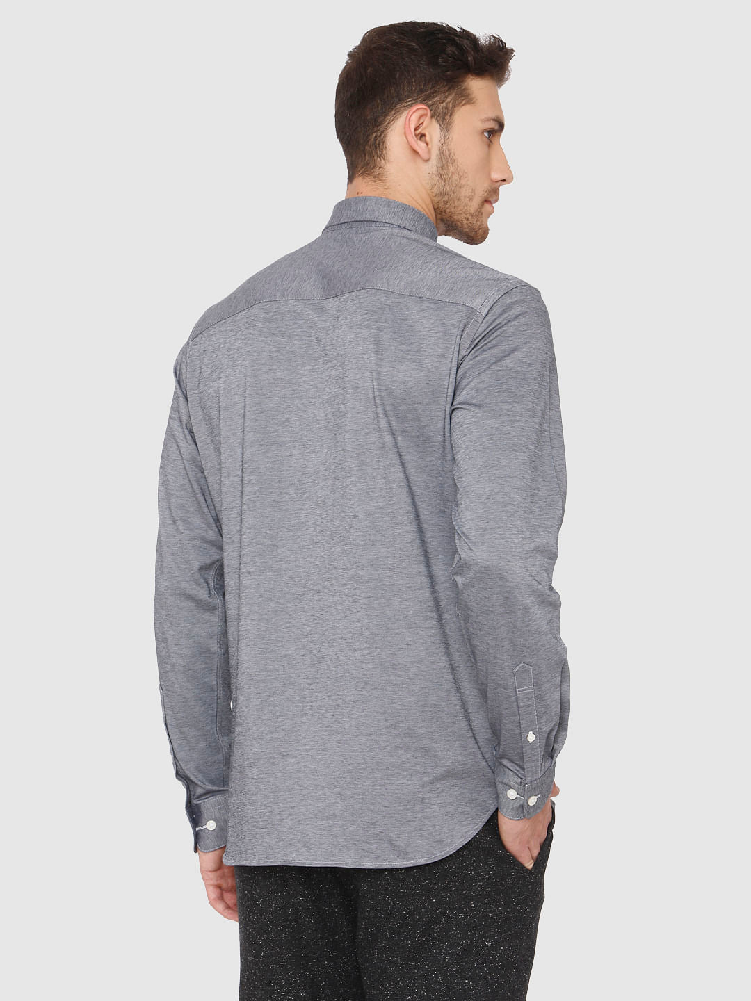 Grey Slim Fit Full Sleeves Shirt