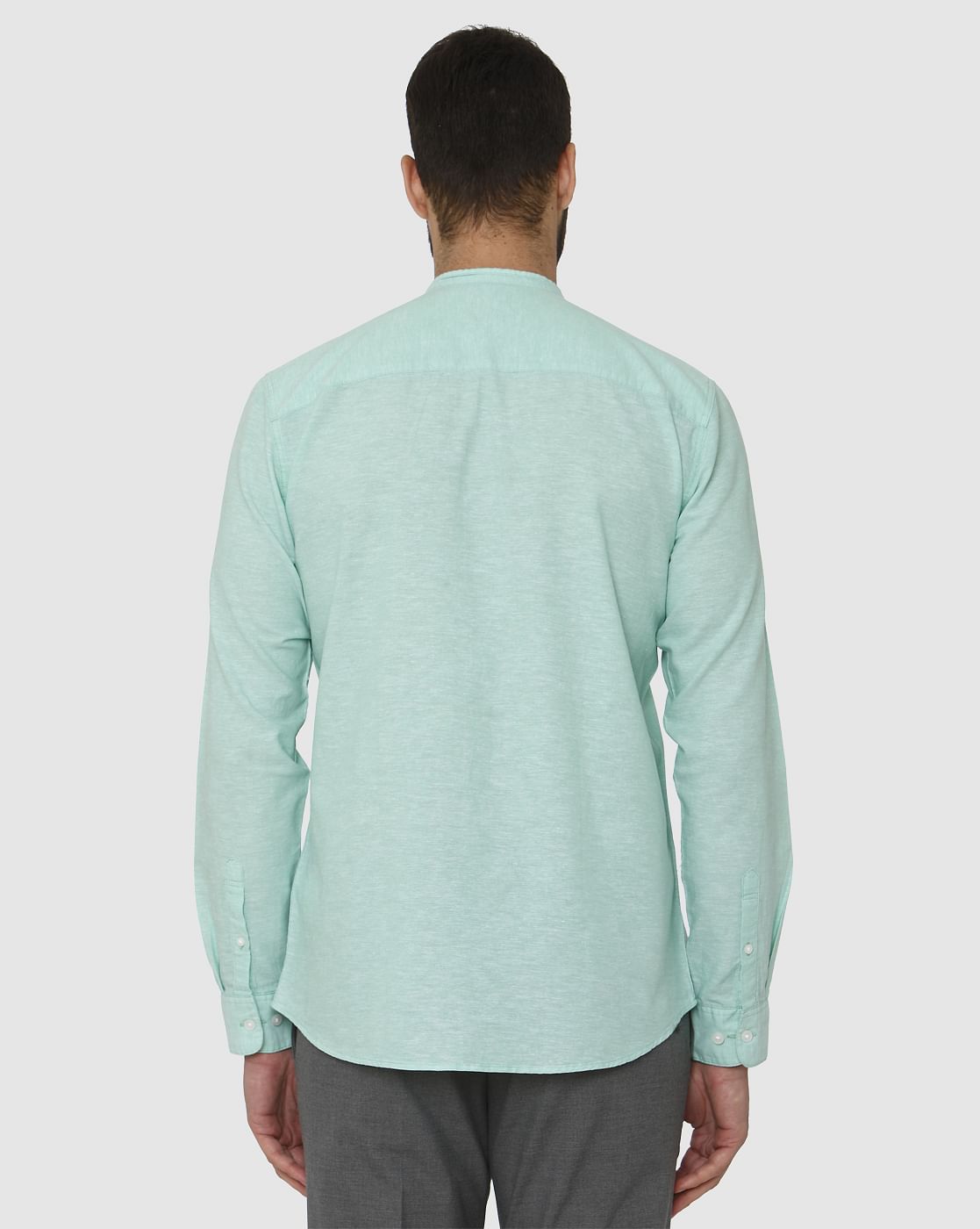 Green Faded Regular Fit Full Sleeves Shirt