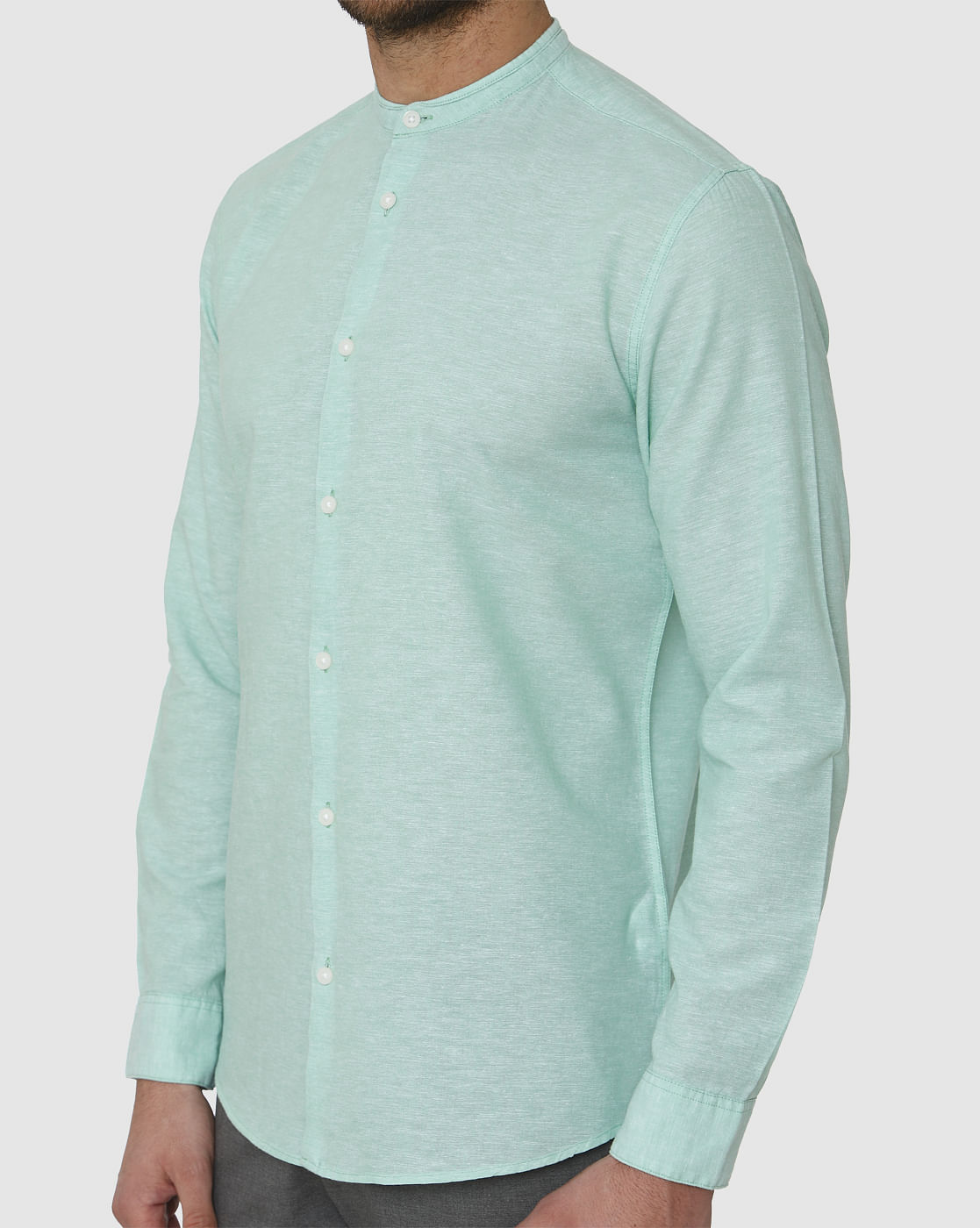 Green Faded Regular Fit Full Sleeves Shirt