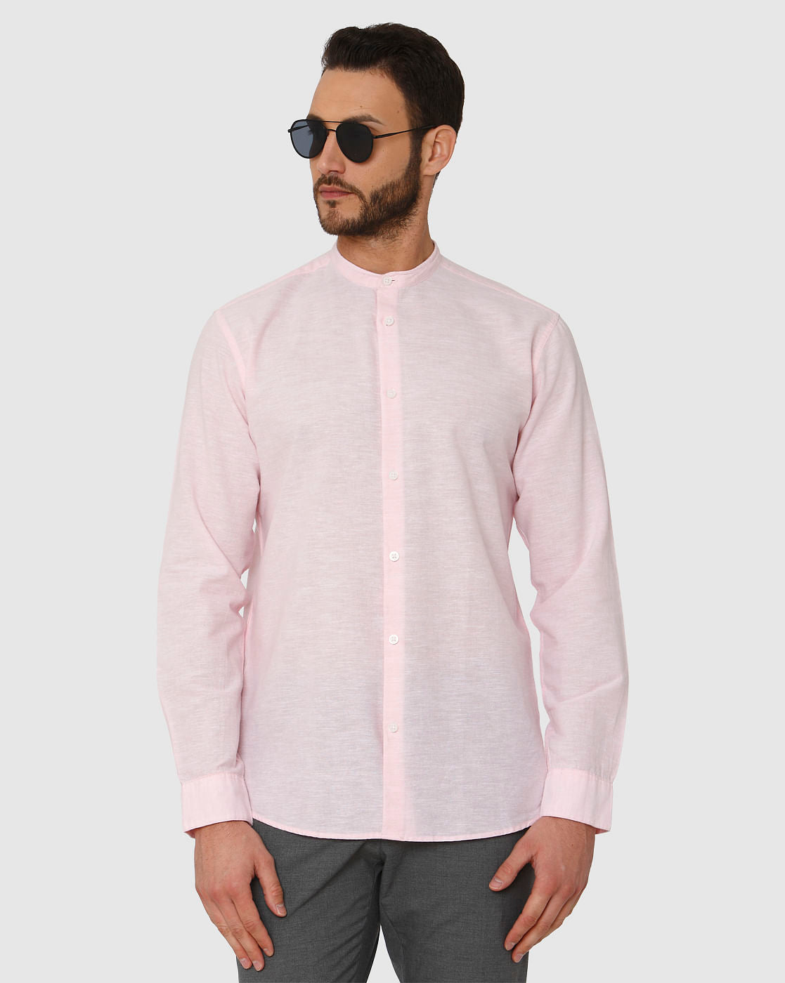 Pink Faded Regular Fit Full Sleeves Shirt