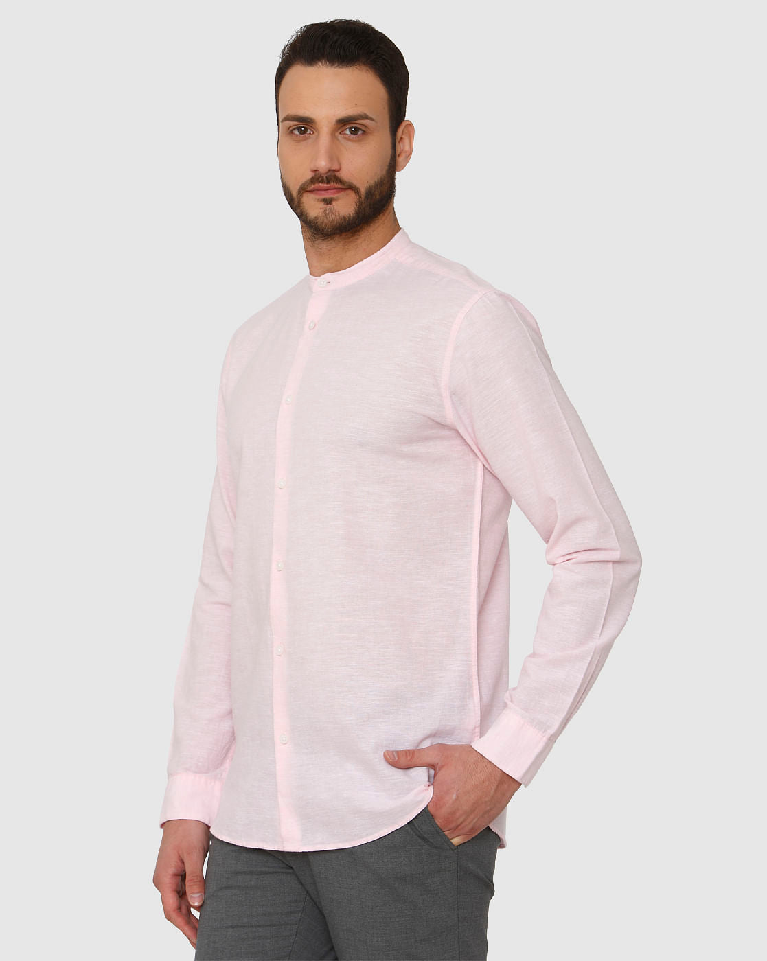 Pink Faded Regular Fit Full Sleeves Shirt