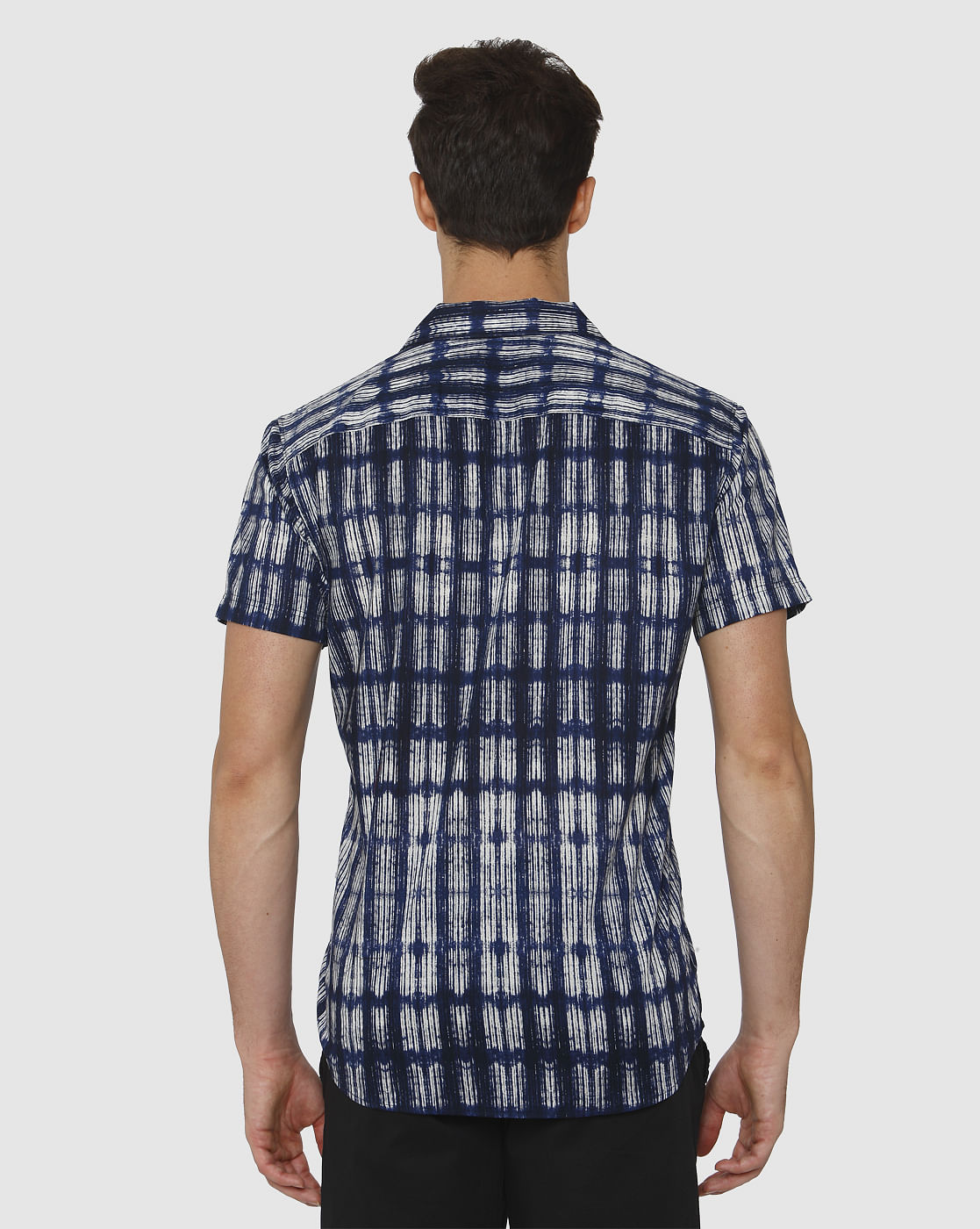 Blue All Over Print Regular Fit Short Sleeves Shirt