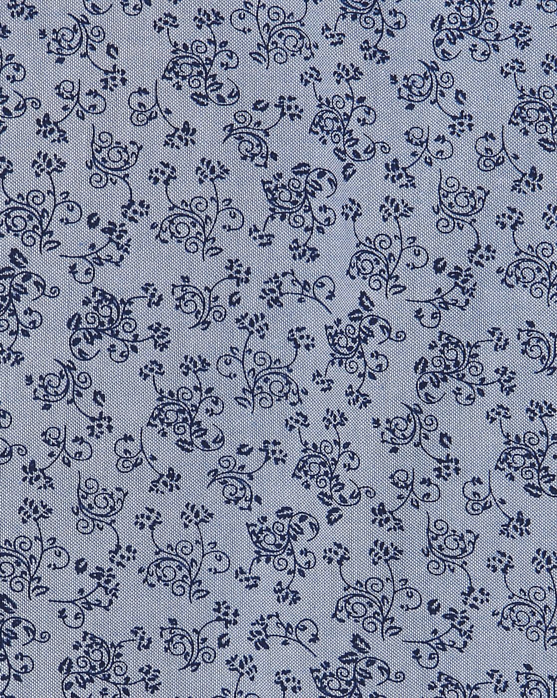 Blue All Over Floral Print Slim Fit Short Sleeves Shirt