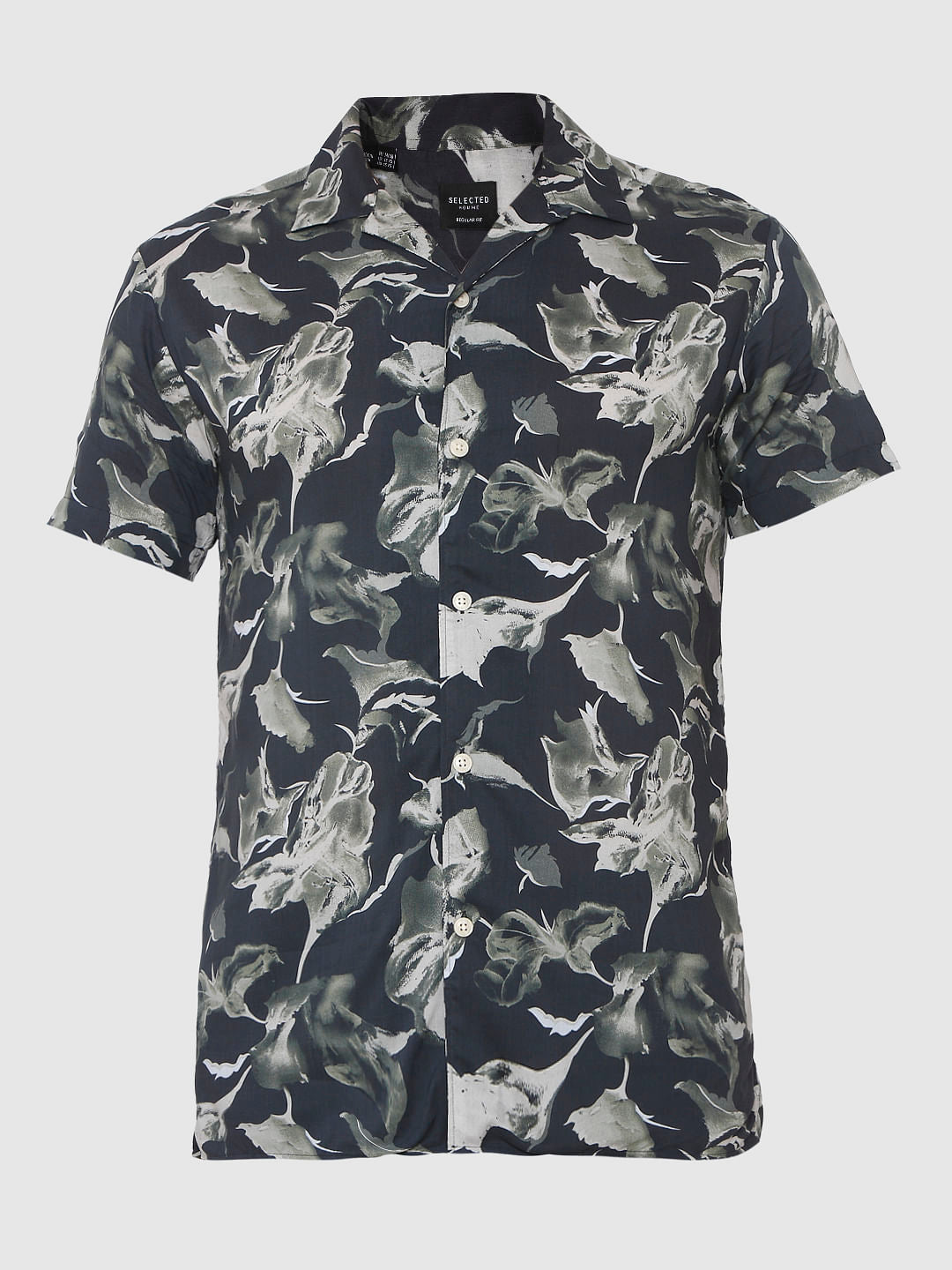 Black All Over Print Short Sleeves Shirt