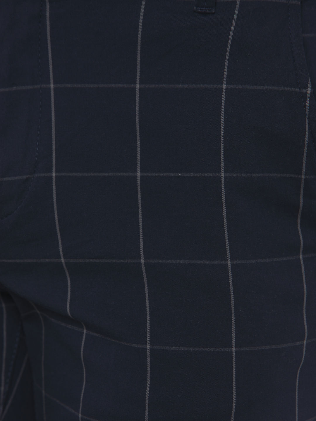 Navy Blue Check Chino Shorts