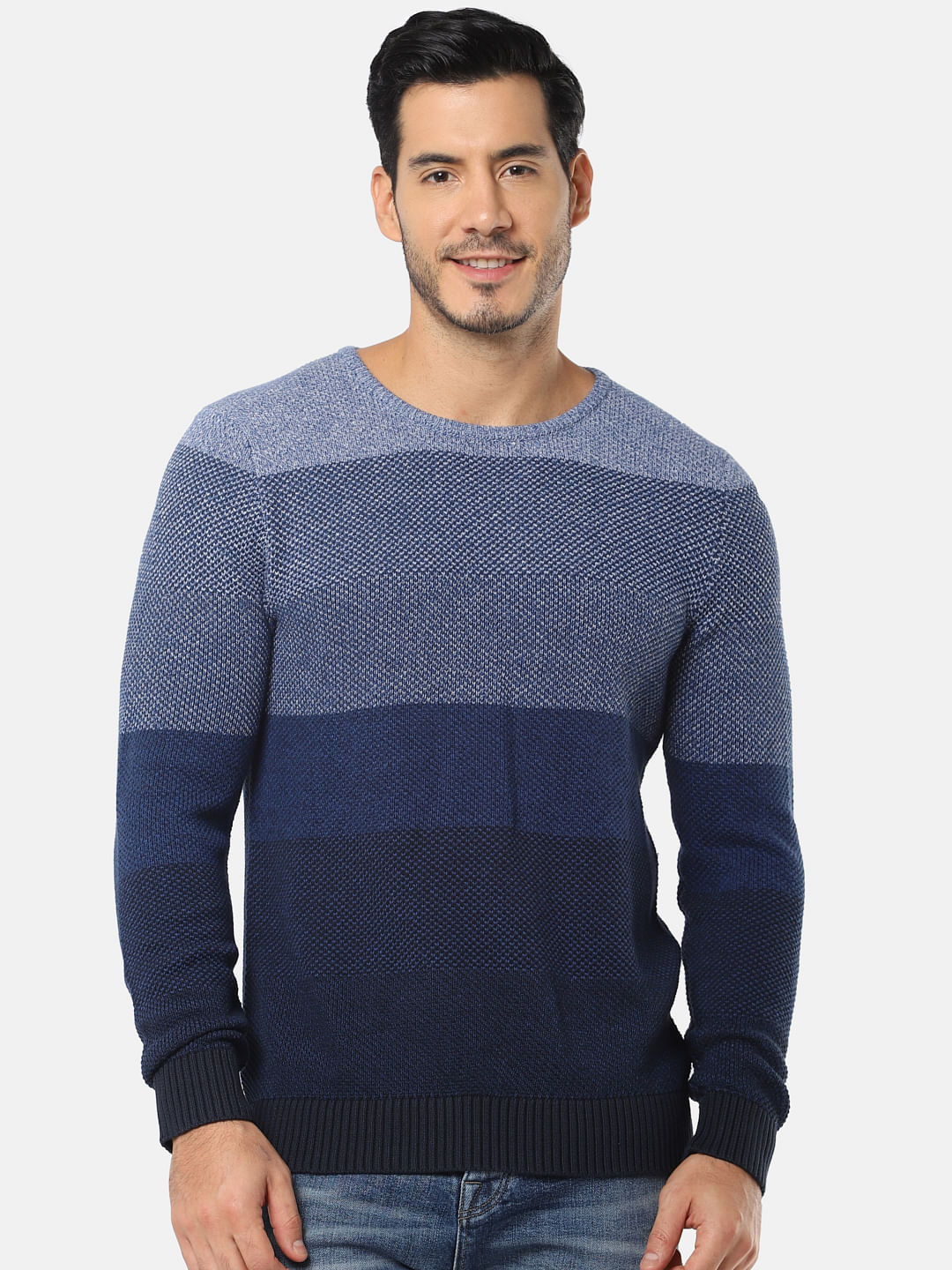 Blue Colourblocked Pullover