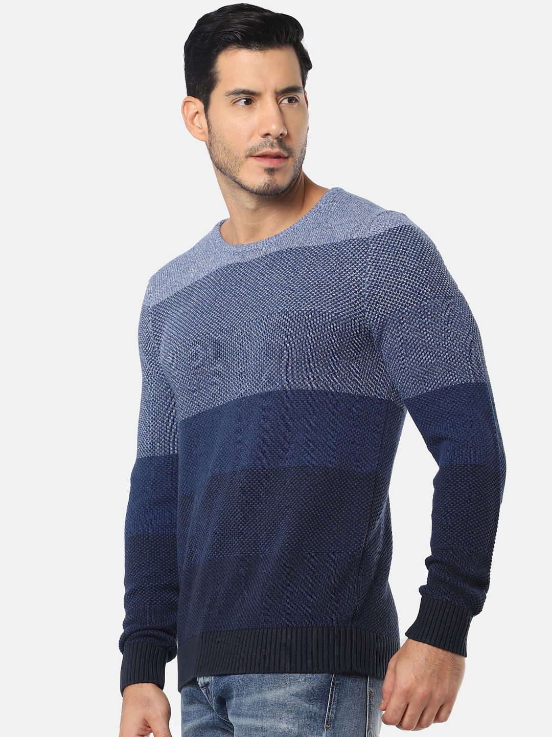 Blue Colourblocked Pullover