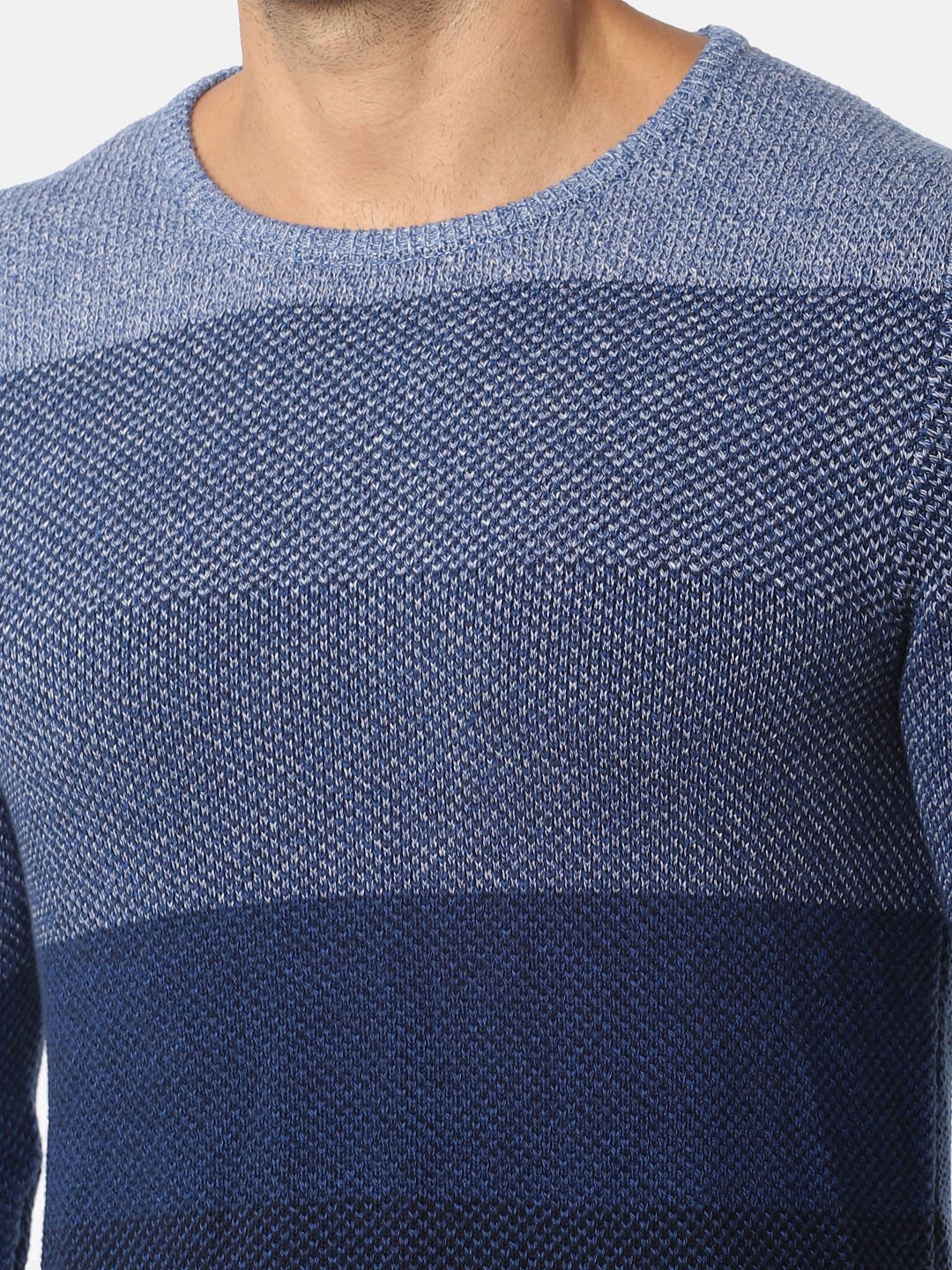 Blue Colourblocked Pullover