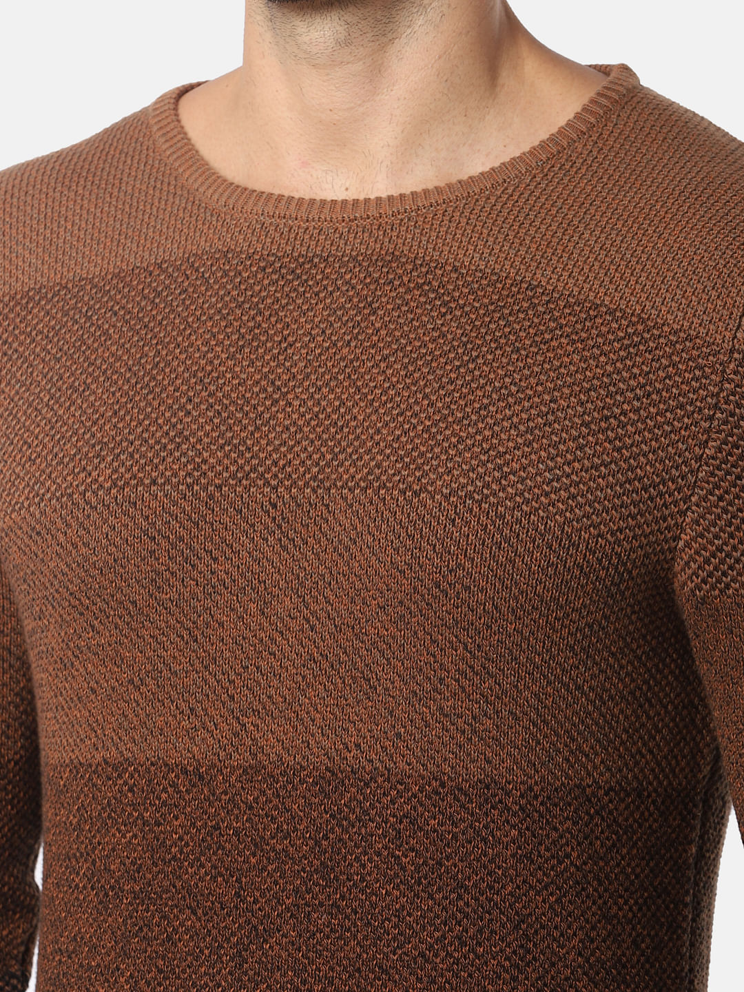 Brown Colourblocked Pullover