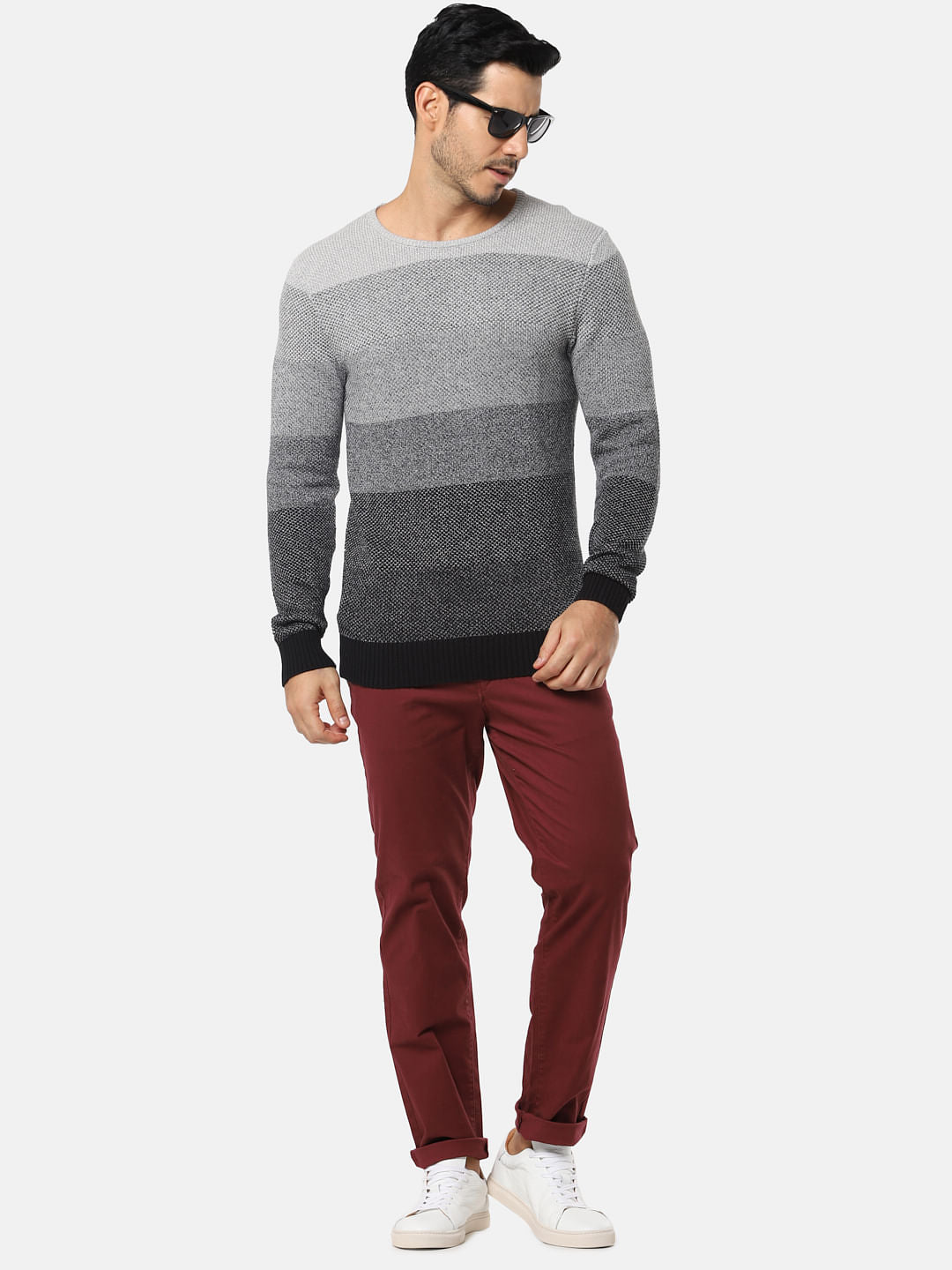 Grey Colourblocked Pullover