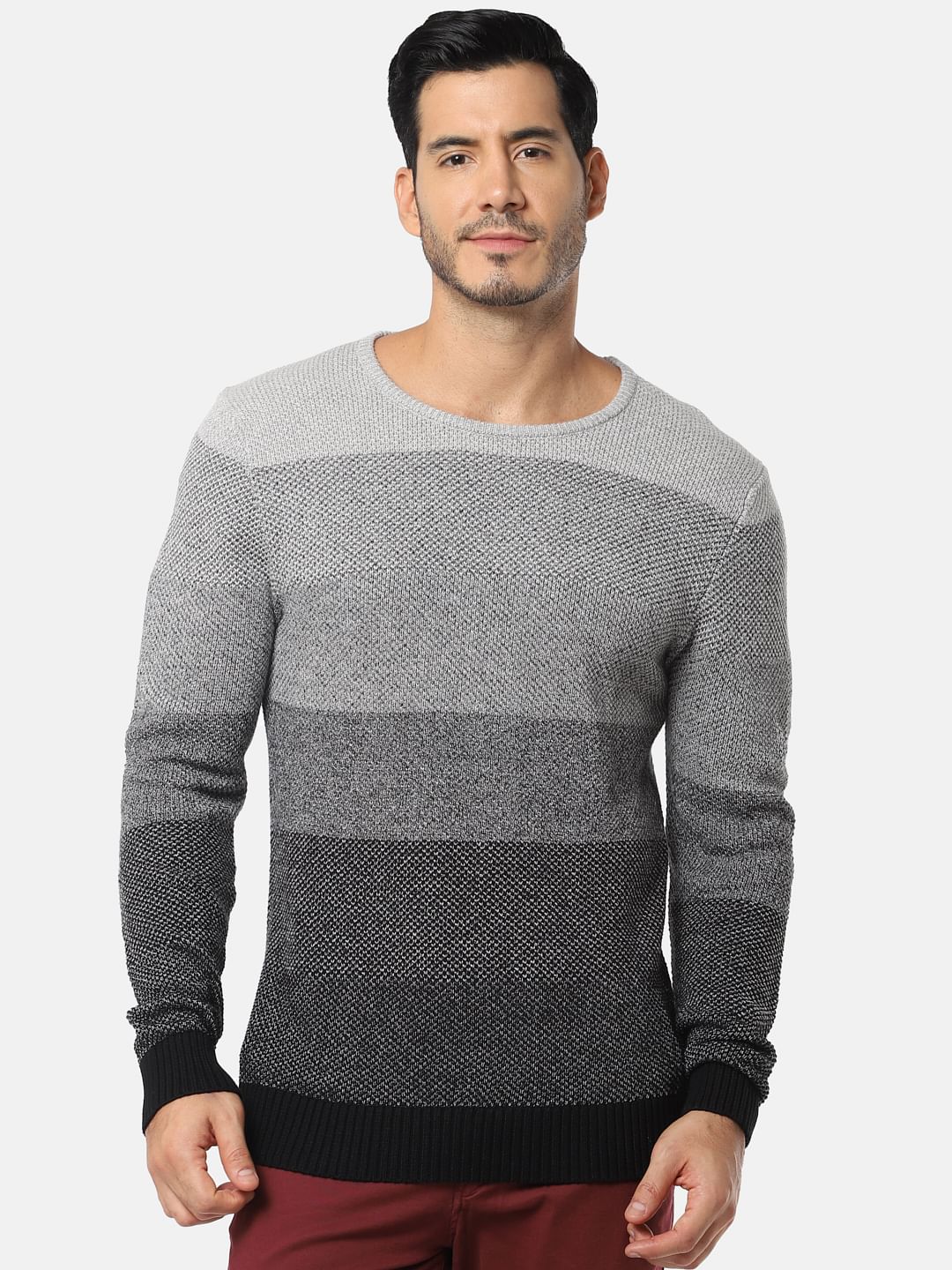 Grey Colourblocked Pullover