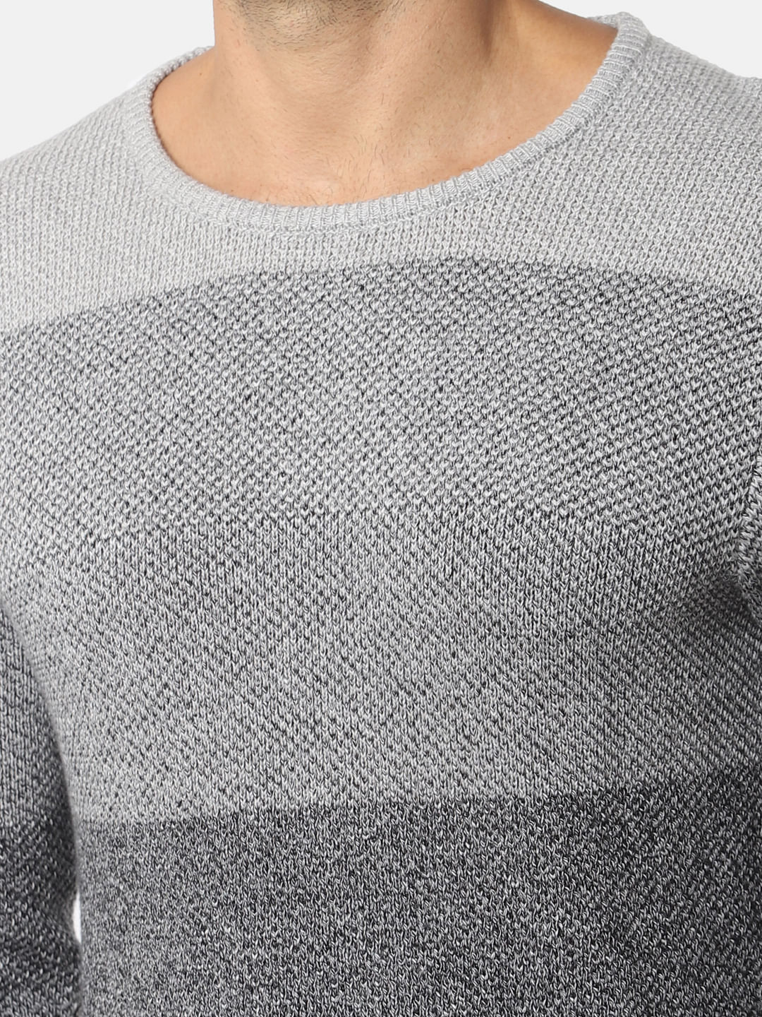 Grey Colourblocked Pullover