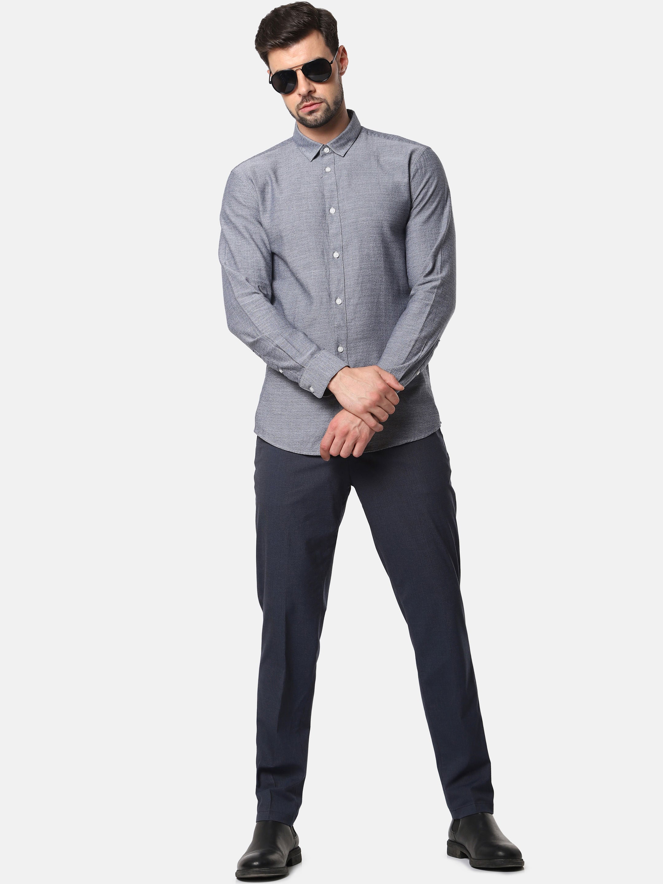 Navy Blue Slim Fit Trousers