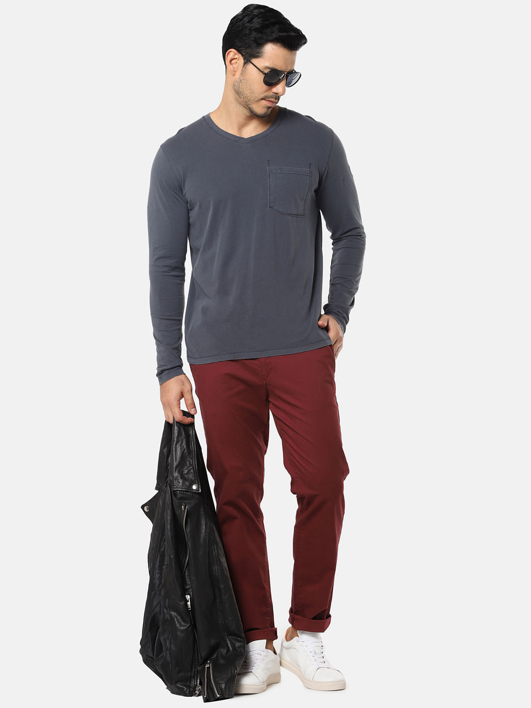 Red Slim Fit Chinos