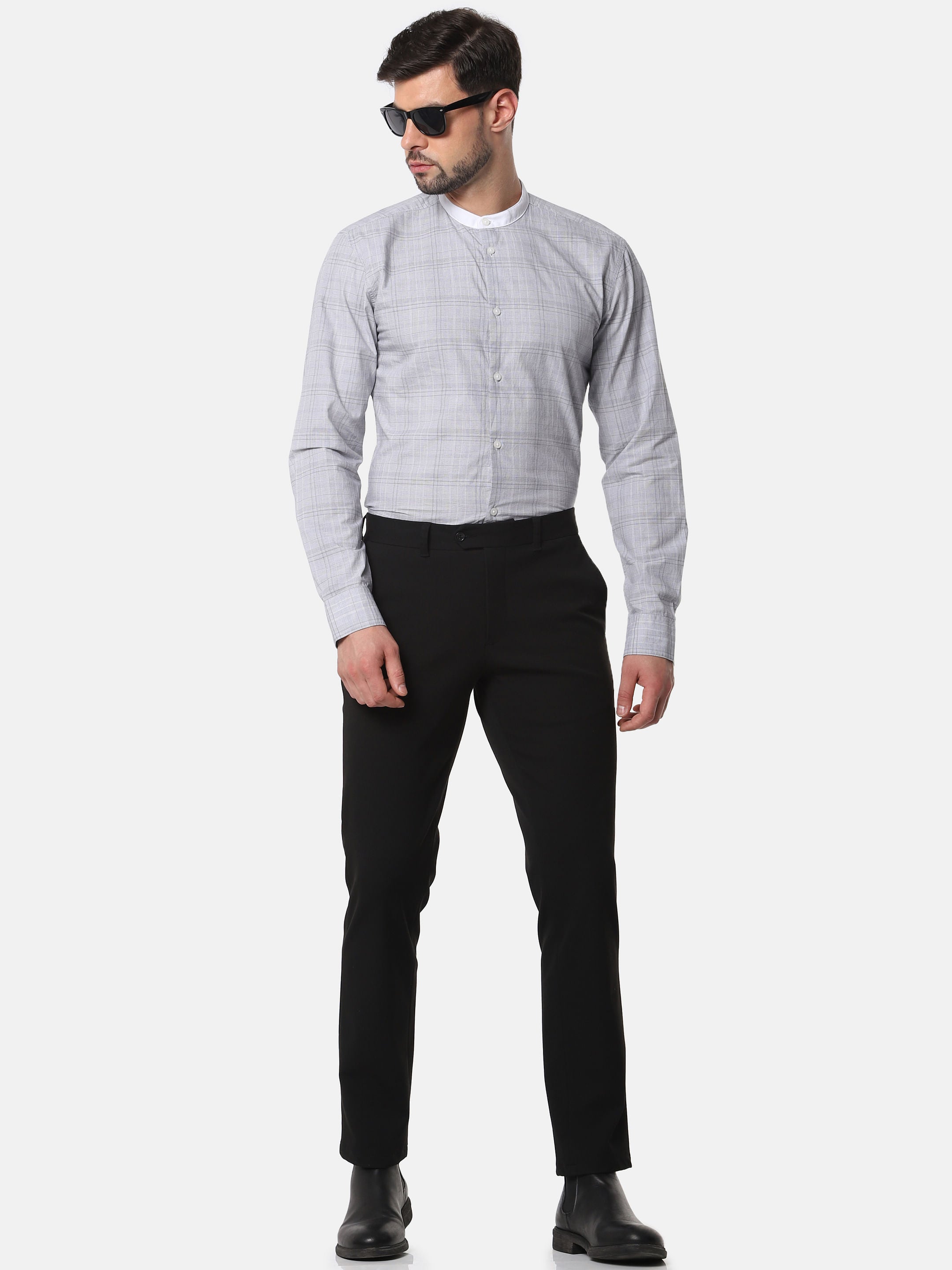 Light Grey Check Full Sleeves Shirt