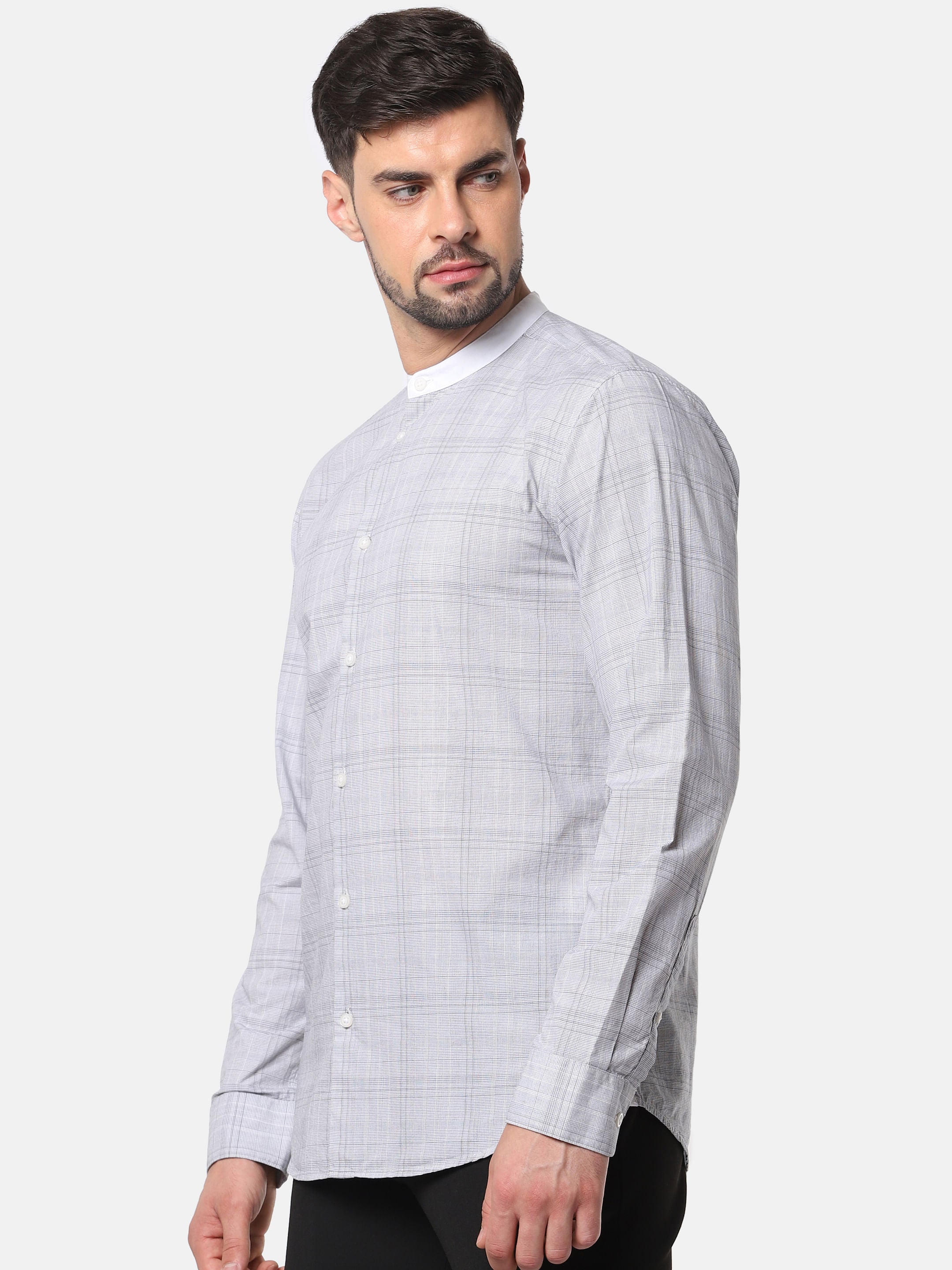Light Grey Check Full Sleeves Shirt