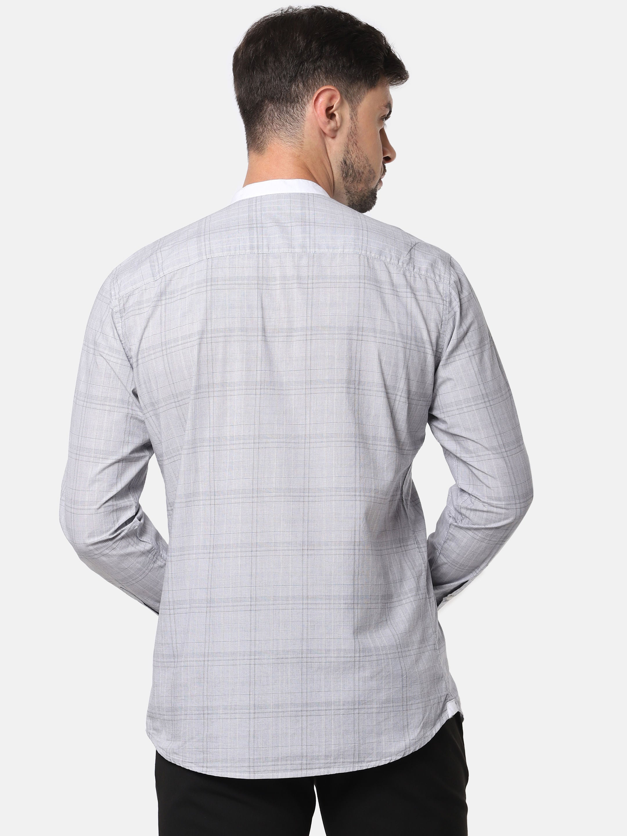 Light Grey Check Full Sleeves Shirt
