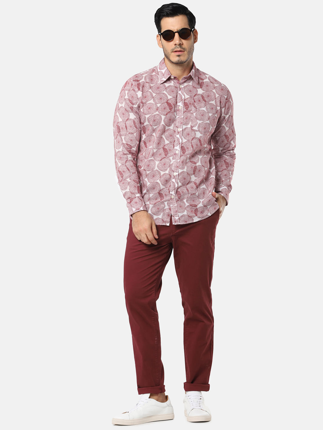 Red All Over Print Full Sleeves Shirt