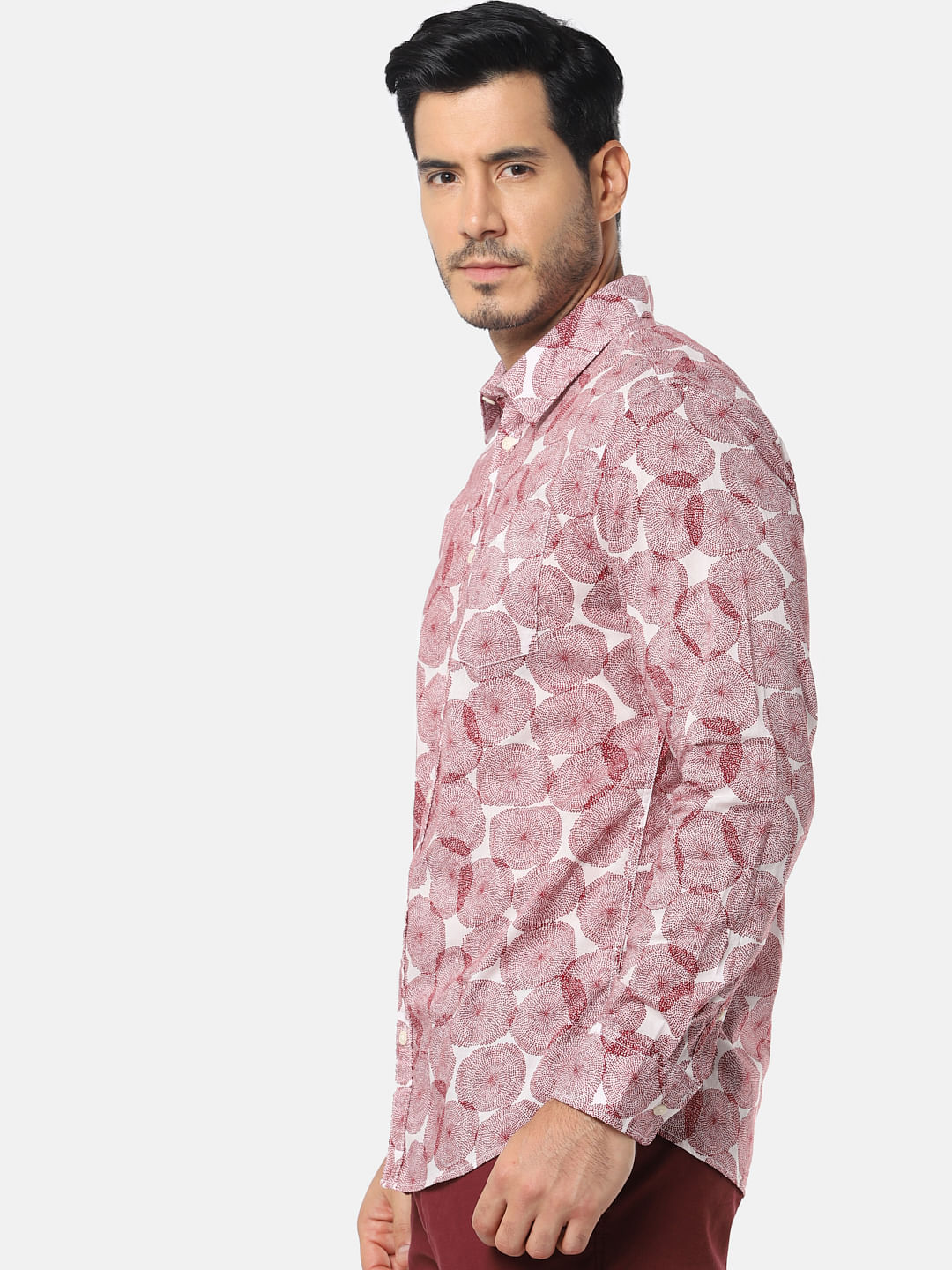Red All Over Print Full Sleeves Shirt