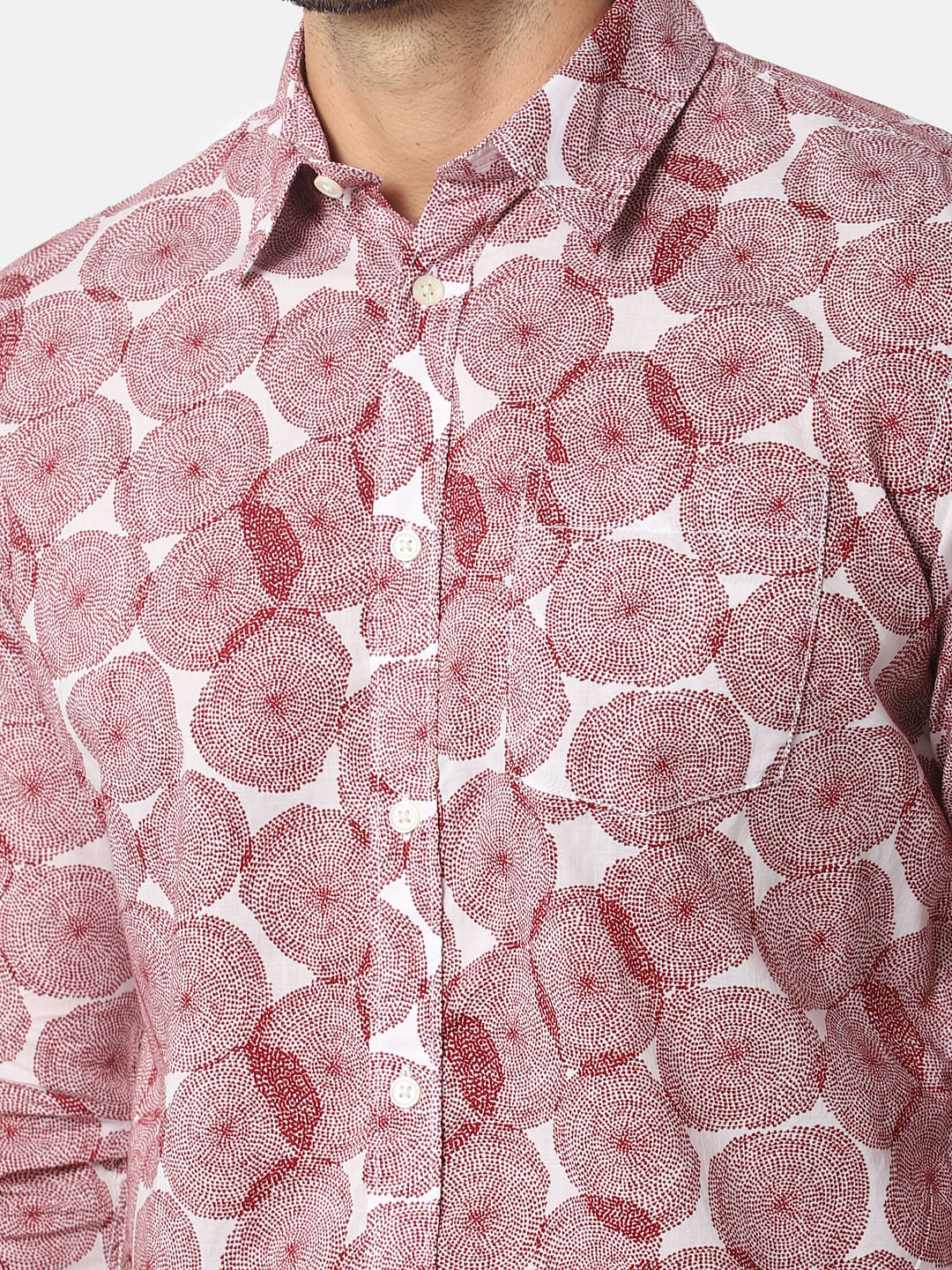 Red All Over Print Full Sleeves Shirt