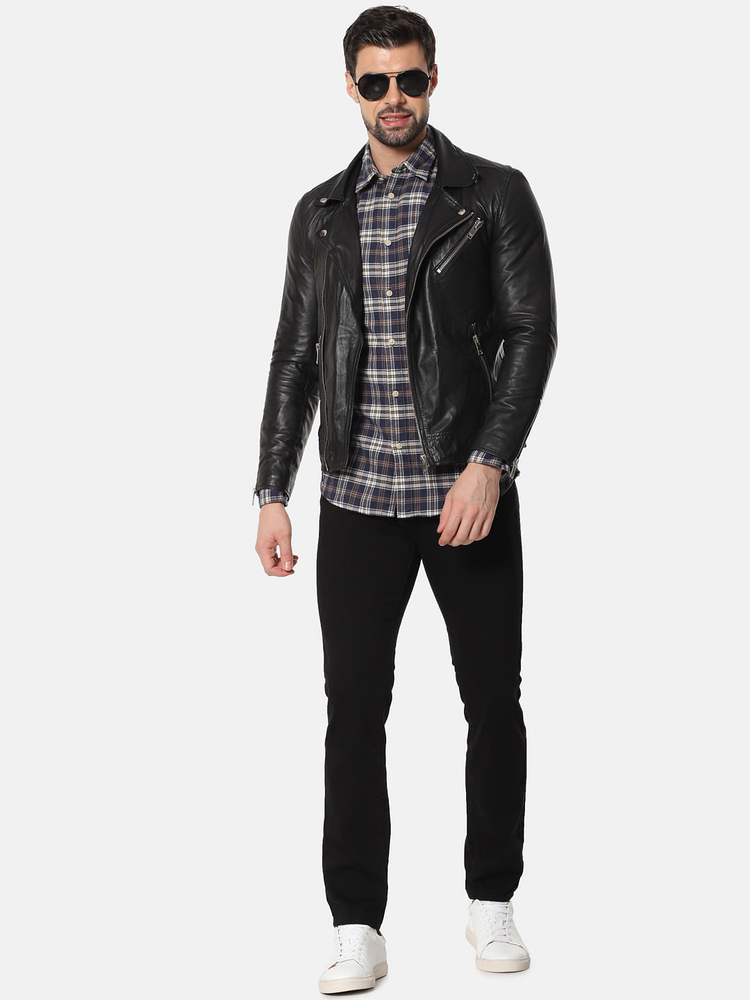 Dark Blue Check Full Sleeves Shirt