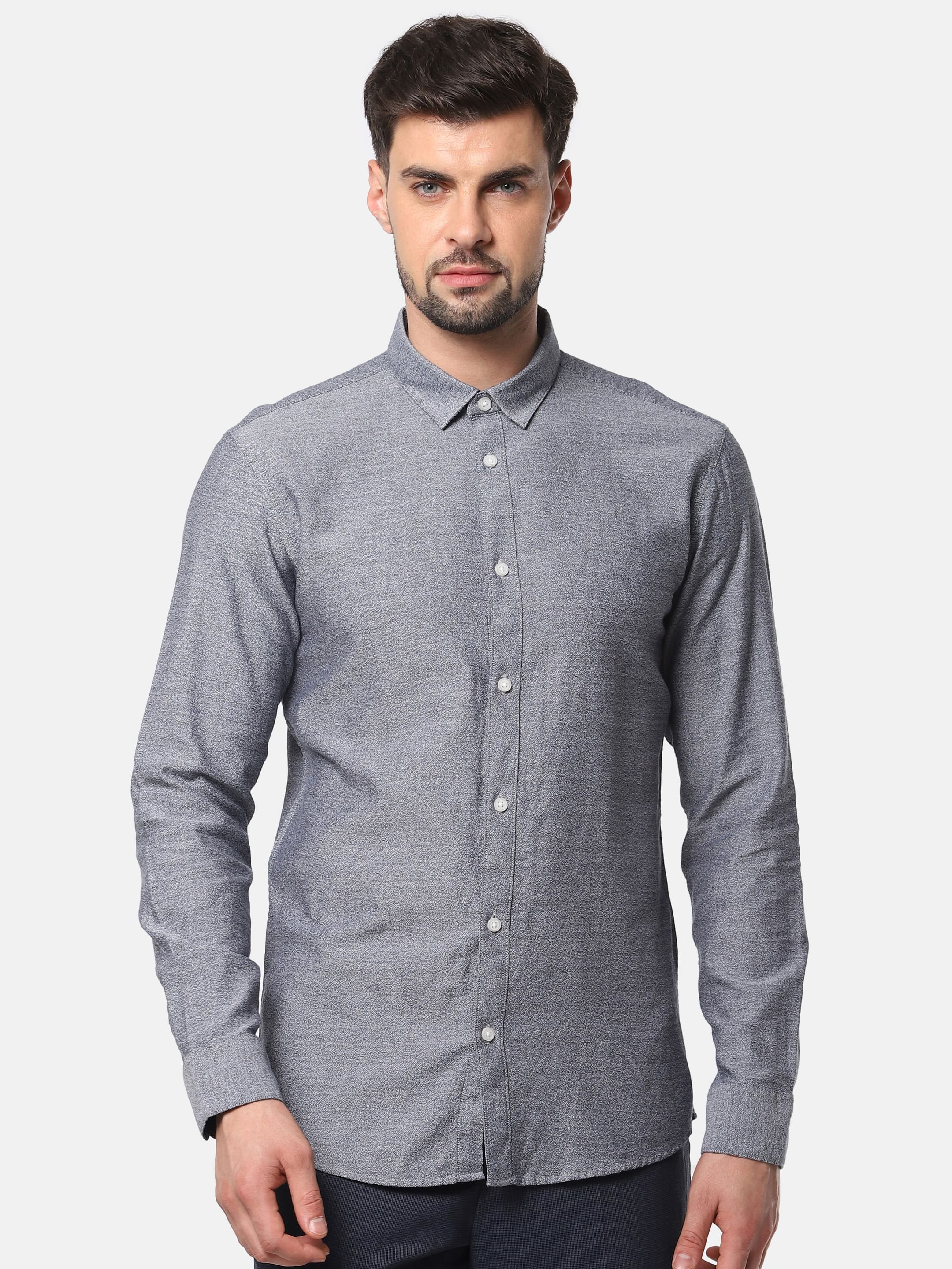 Grey Formal Full Sleeves Shirt