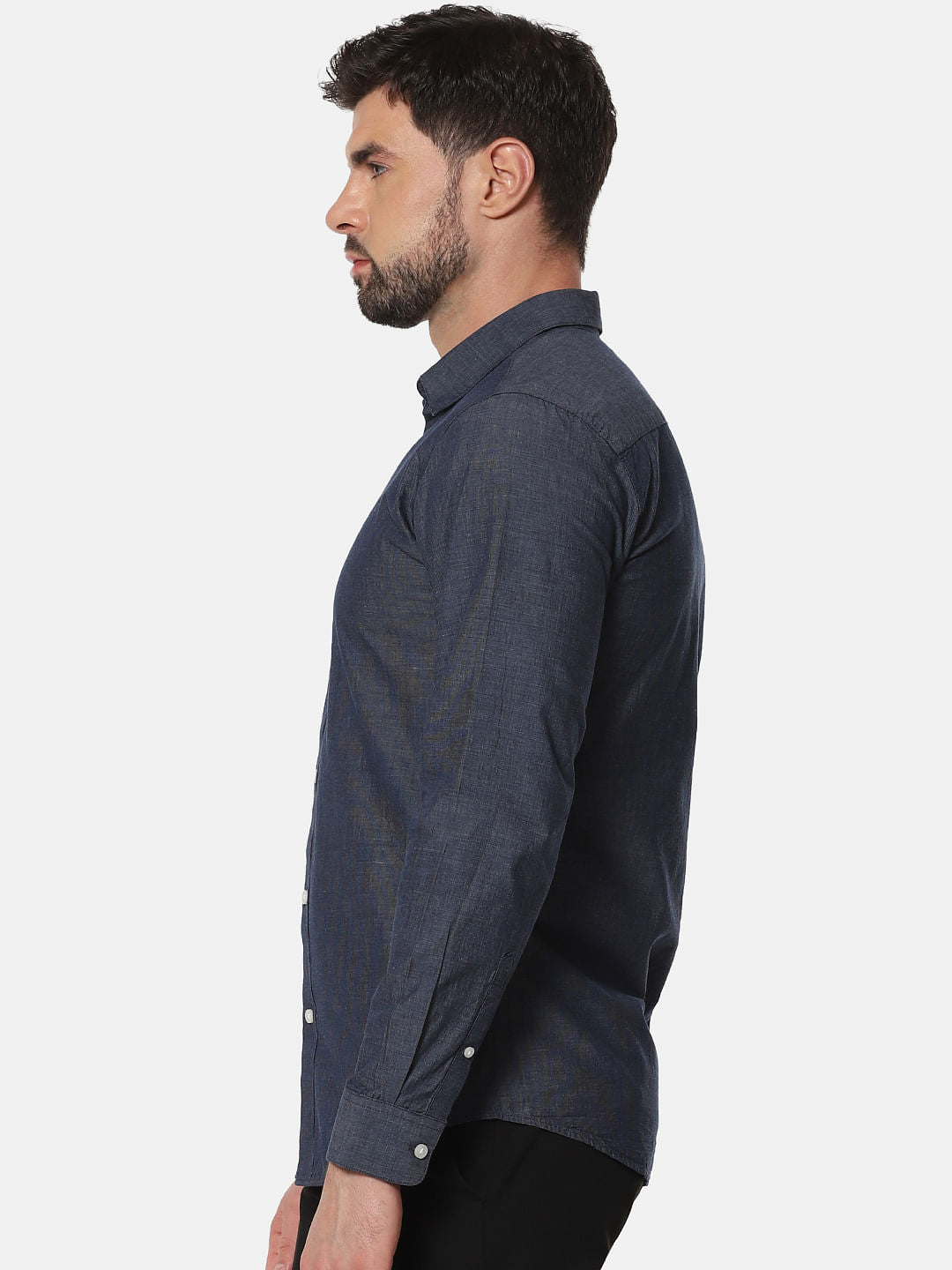 Navy Blue Slim Fit Full Sleeves Shirt