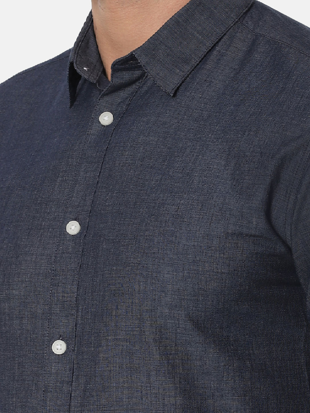 Navy Blue Slim Fit Full Sleeves Shirt