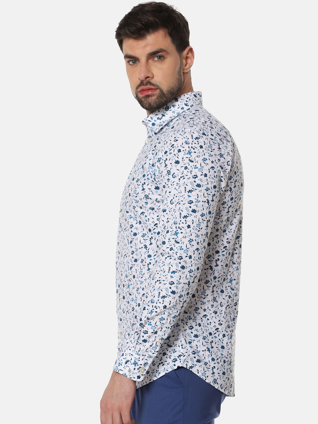 White All Over Print Full Sleeves Shirt