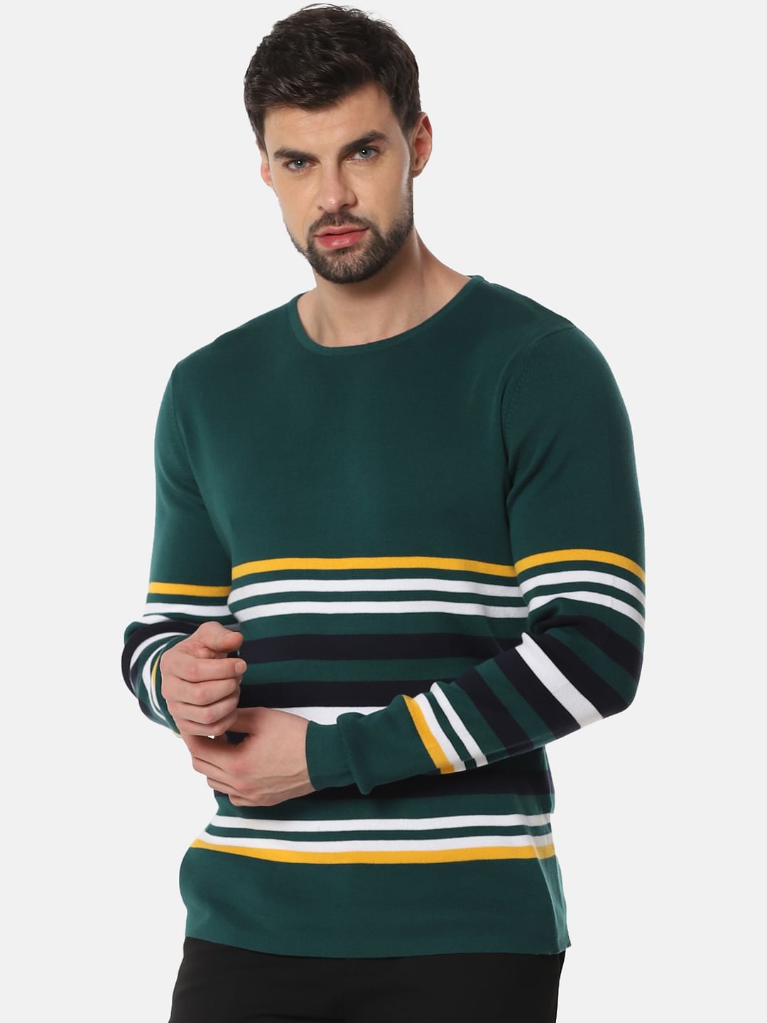 Green Striped Pullover